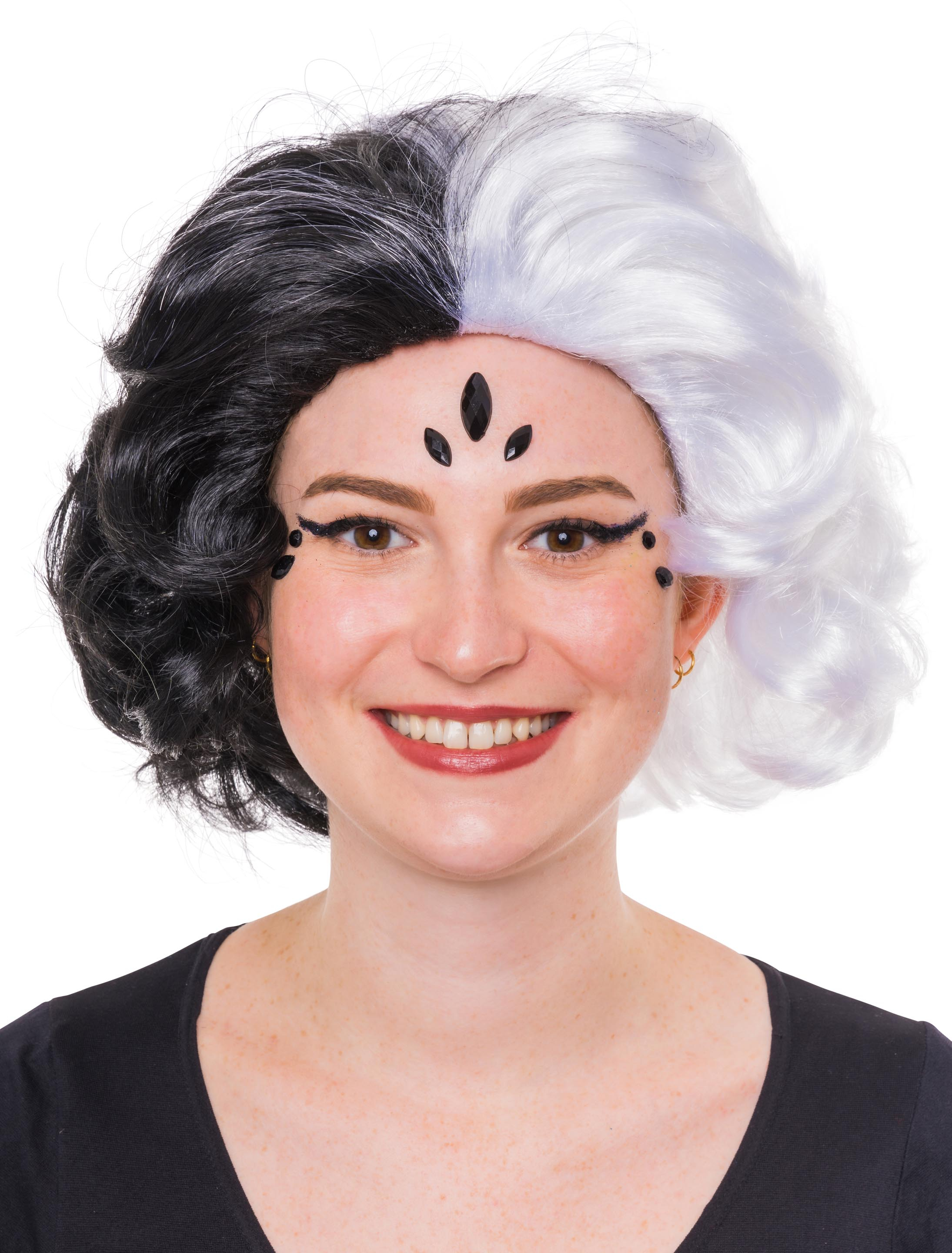 Kostümzubehör Kostümzubehör Perücke Kurzhaar zweifarbig schwarz/weiß