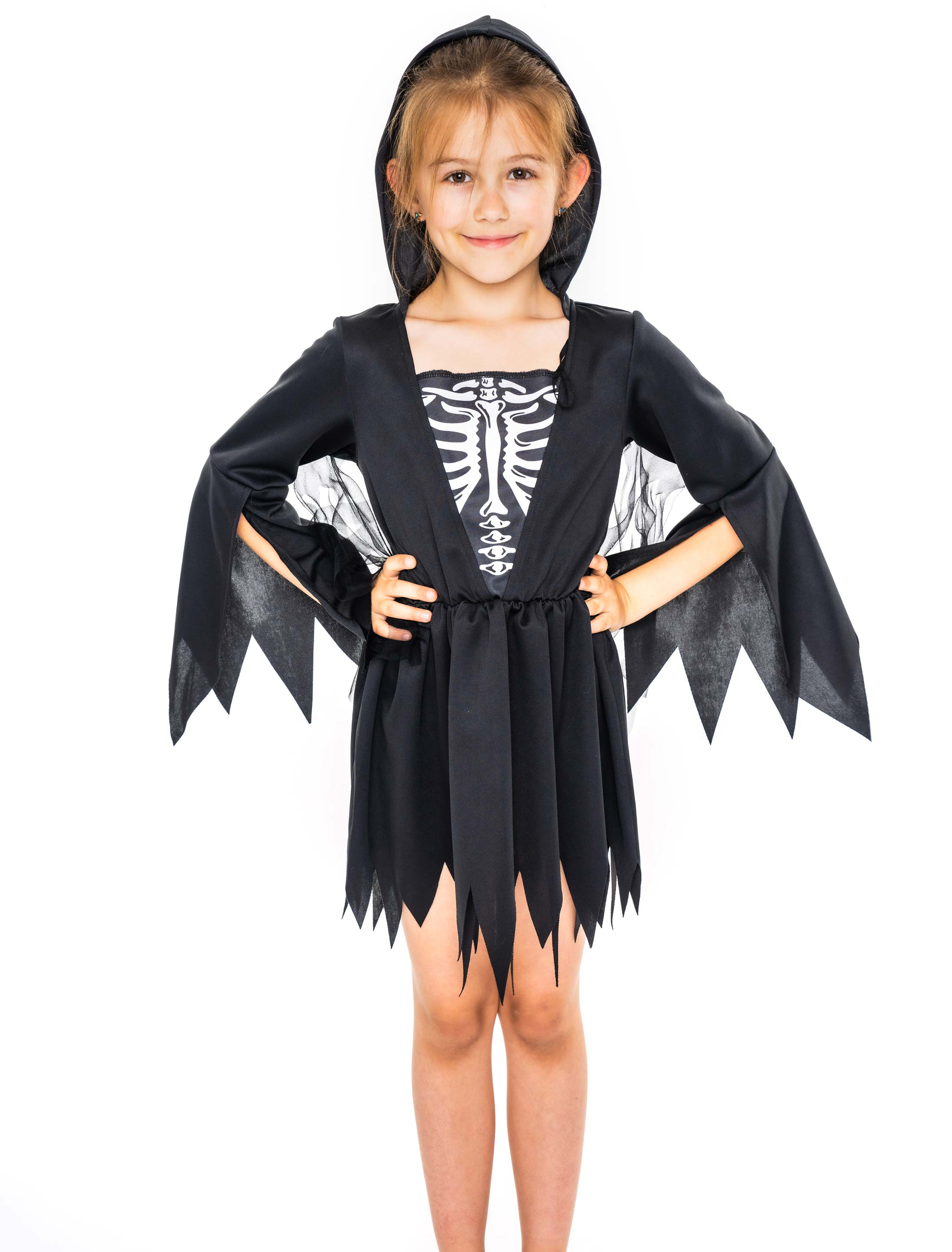 Kleid mit Skelett schwarz 152/164