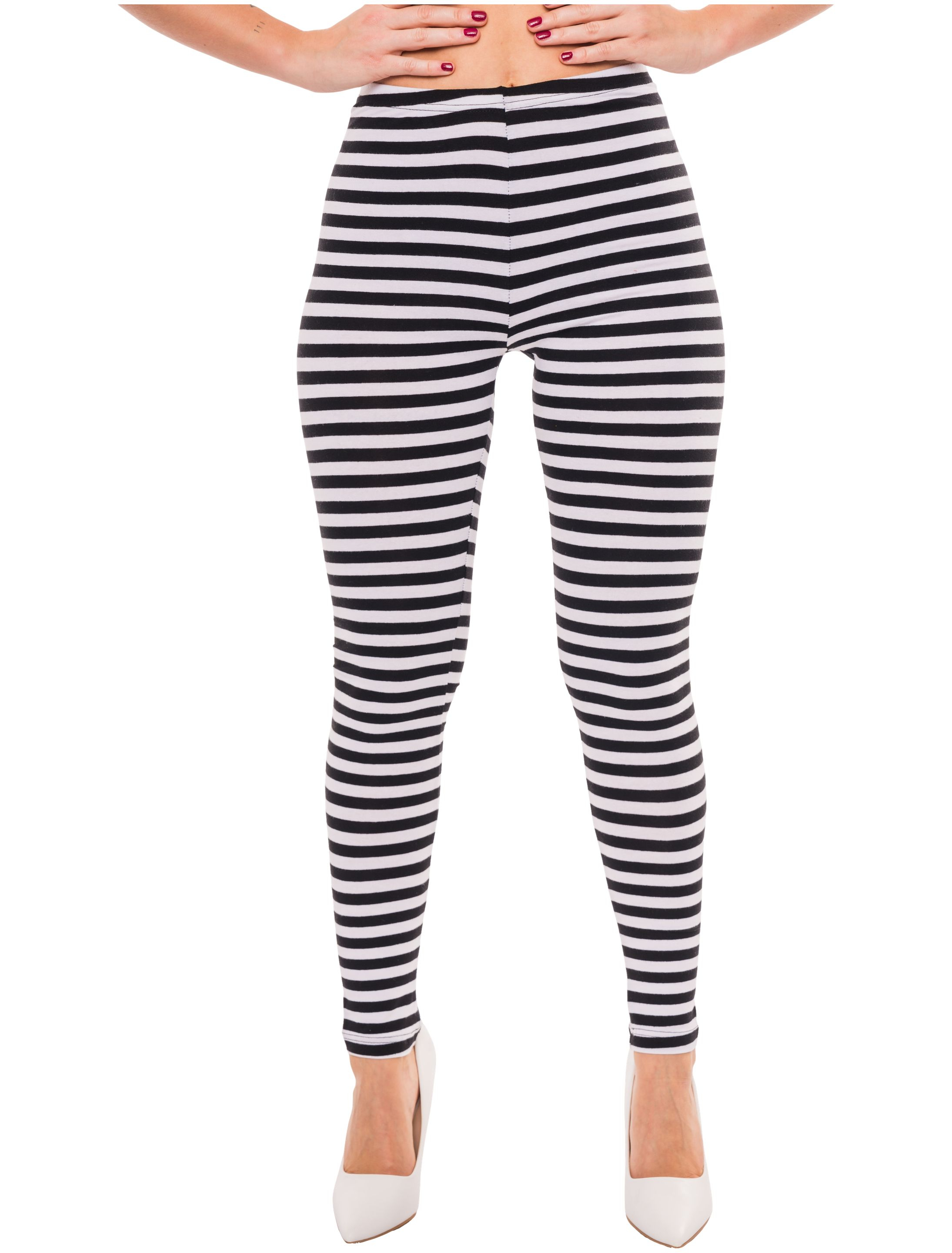 Leggings Damen schwarz/weiß L/XL