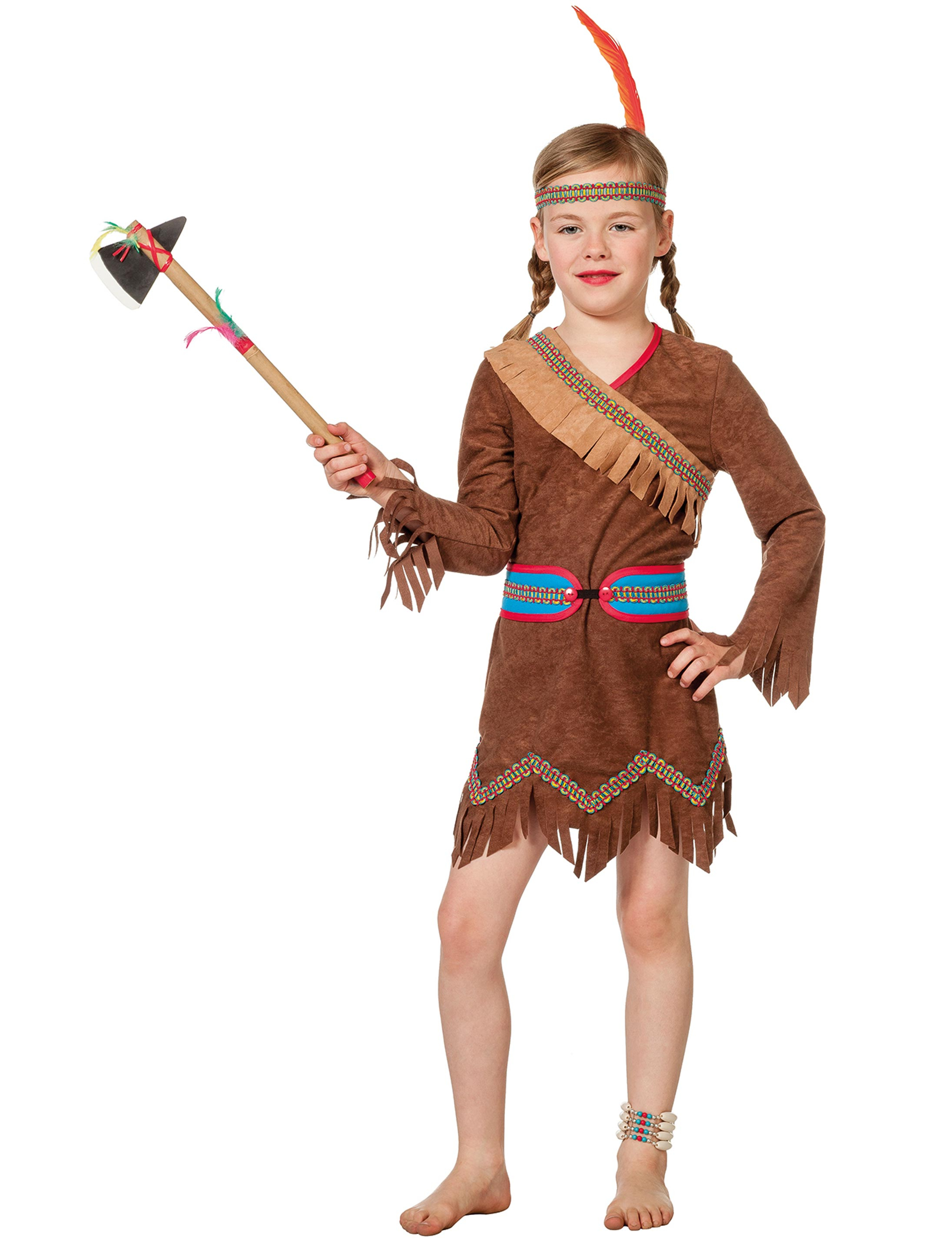 Kleid Indianerin Mädchen 2-tlg. braun 176