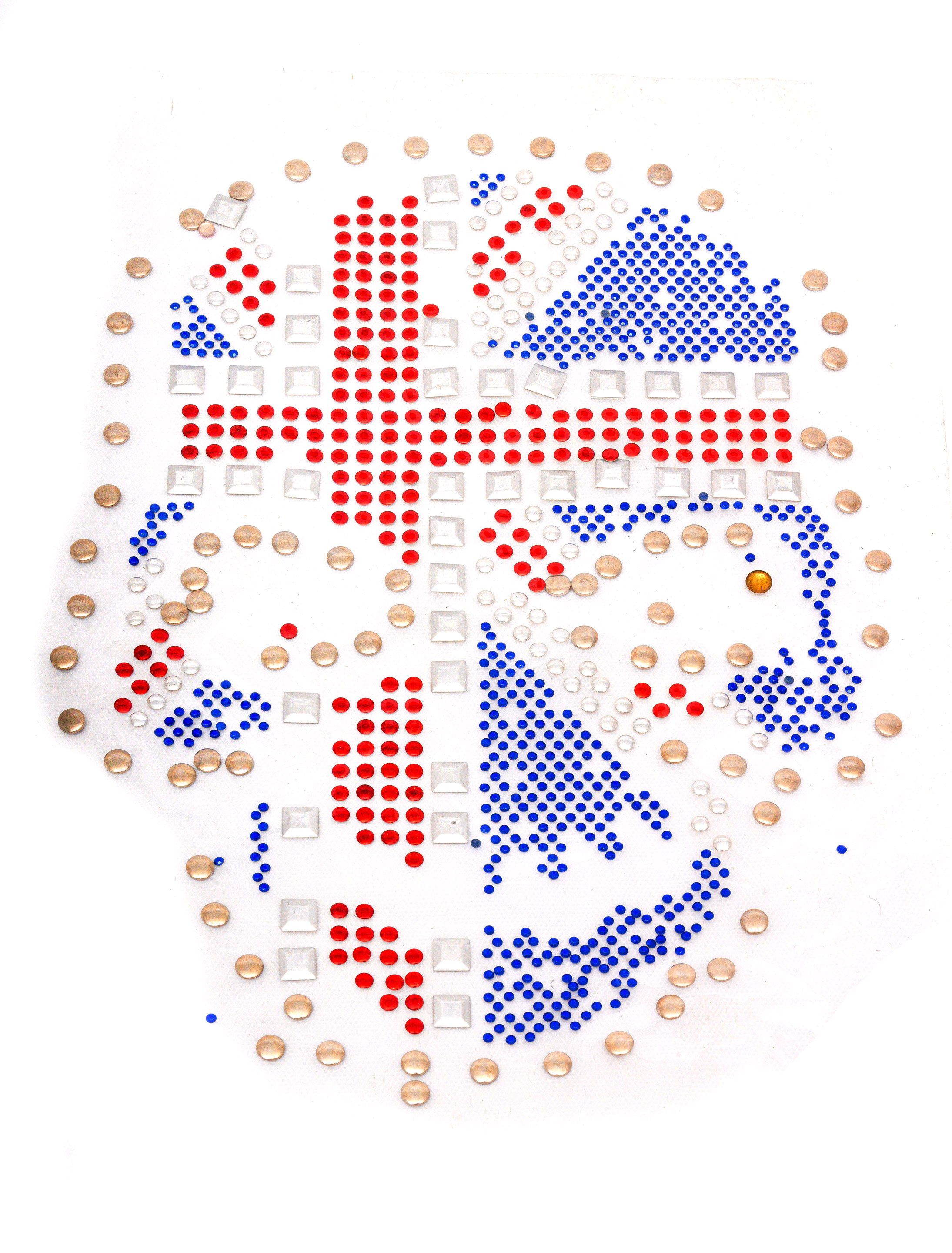 Kostümzubehör Bügelbild Kristallschädel Union Jack 24x32cm