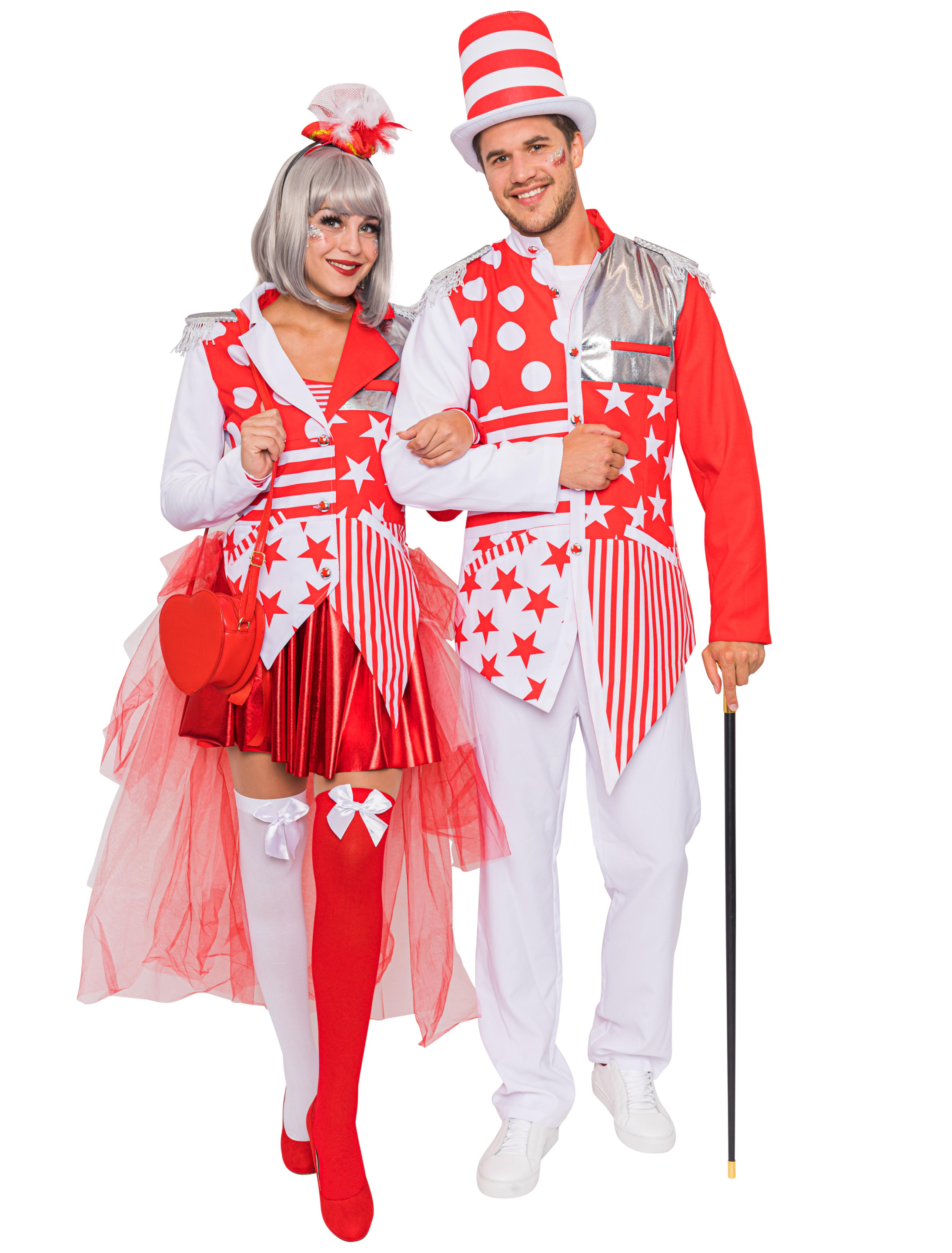 Jacke verrückt Herren rot/weiß L