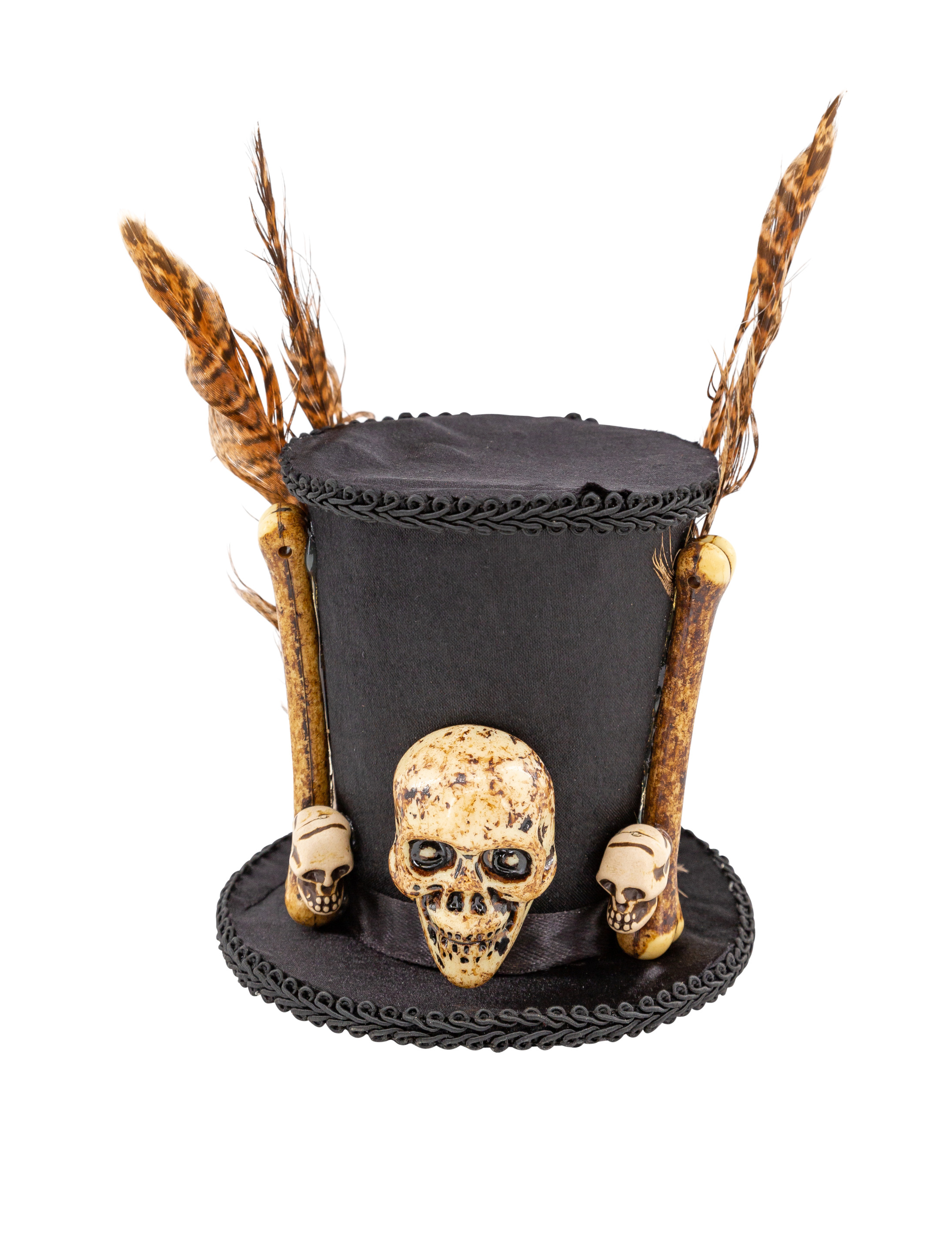 Kostümzubehör Mini Zylinder mit Totenkopf und Haarspange Farbe: schwarz