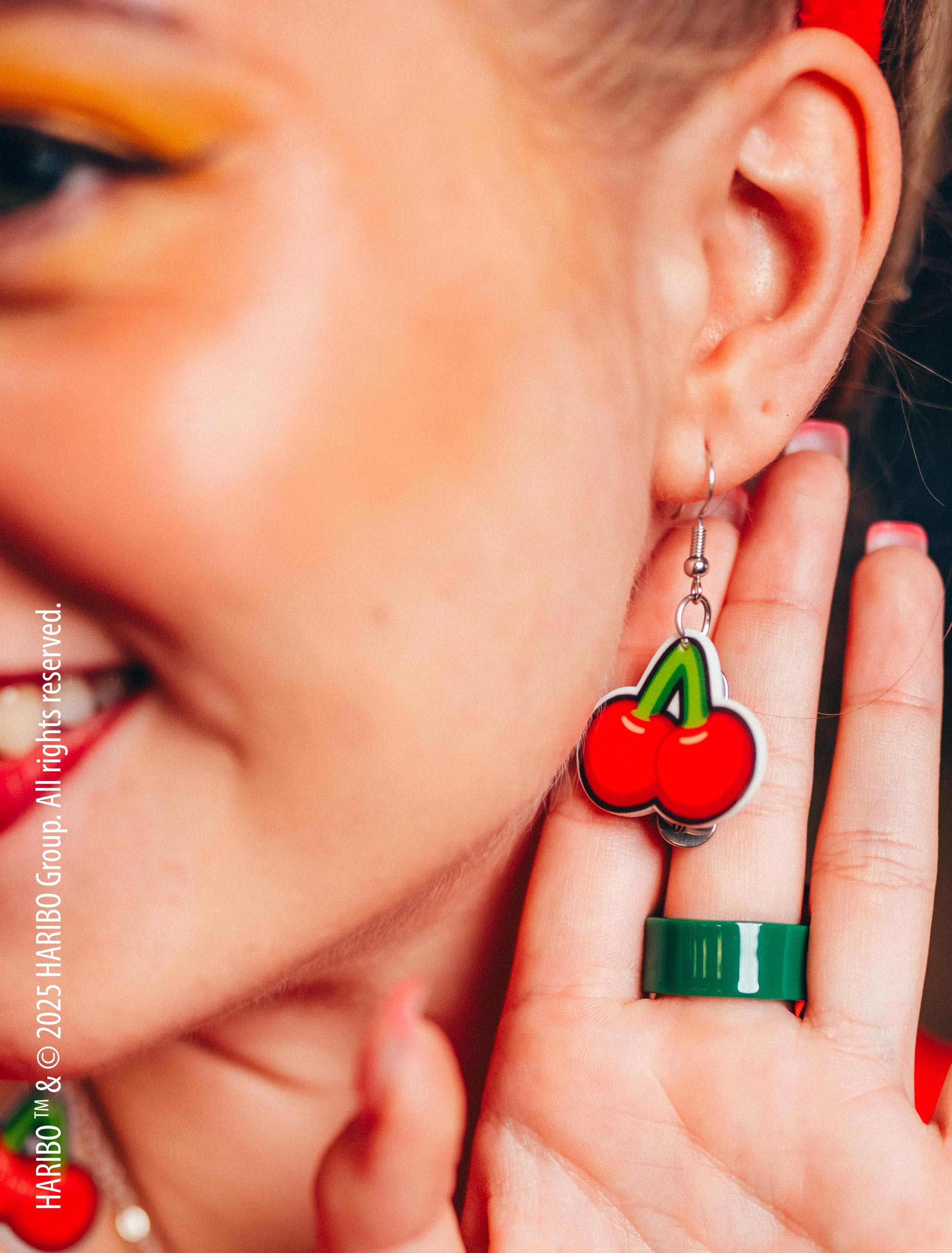 Kostümzubehör Ohrringe HARIBO Happy Cherries rot