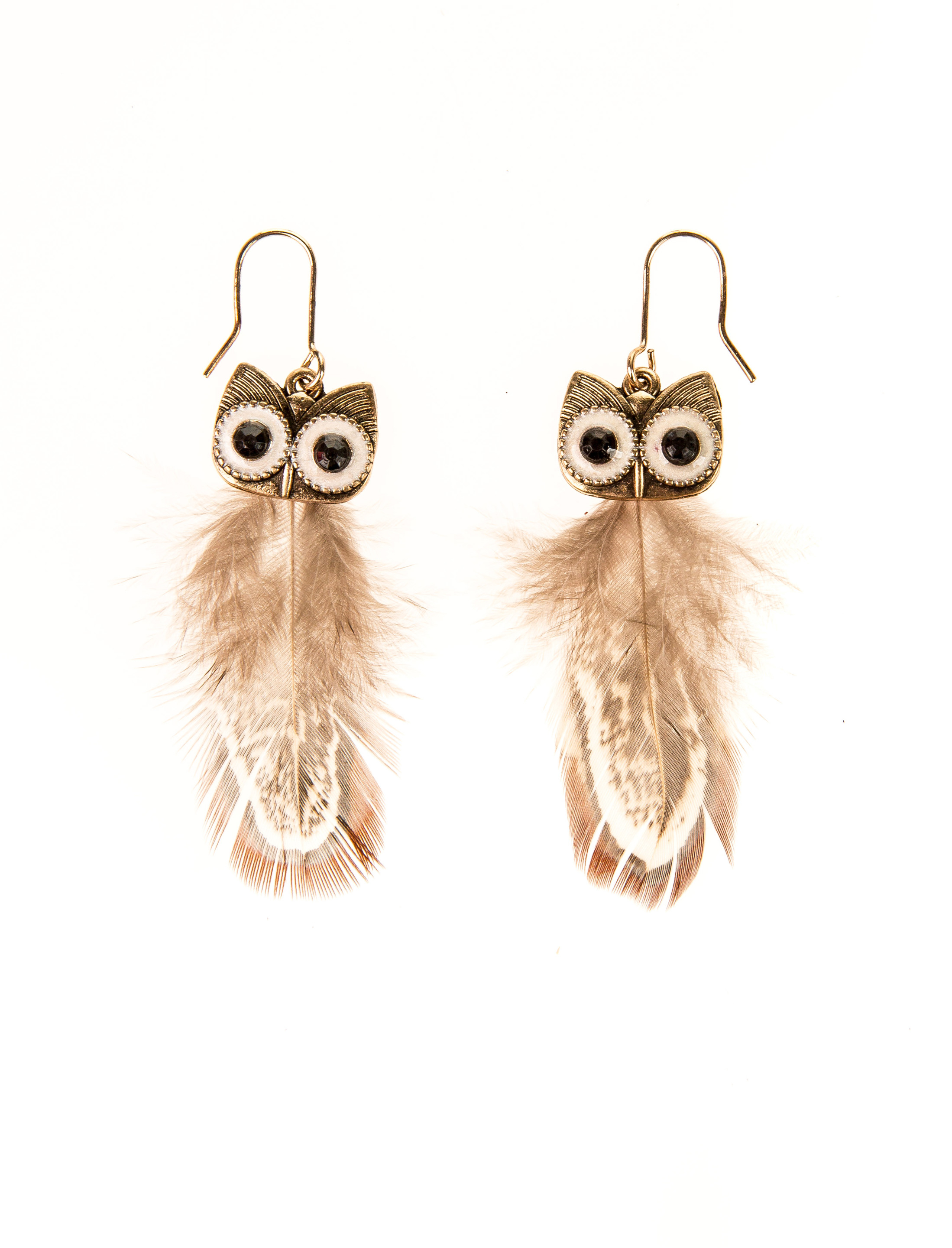 Kostümzubehör Ohrringe Eule Farbe: braun