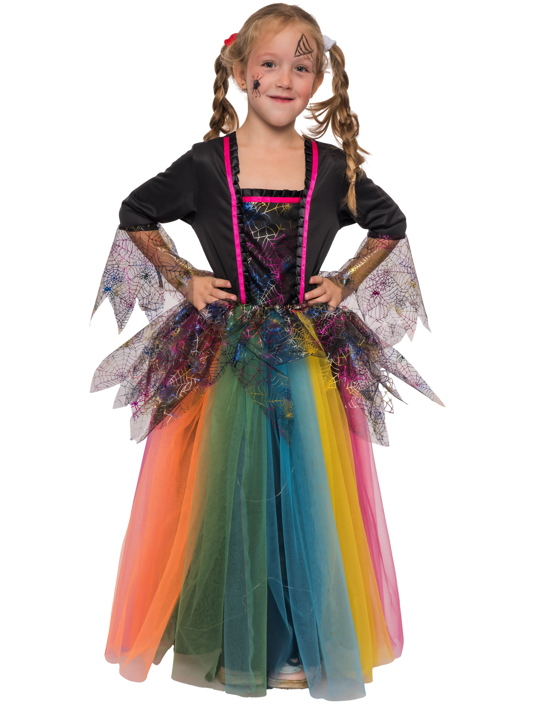 Kleid Hexe mit Regenbogentüll Mädchen bunt 152 Farbe: bunt