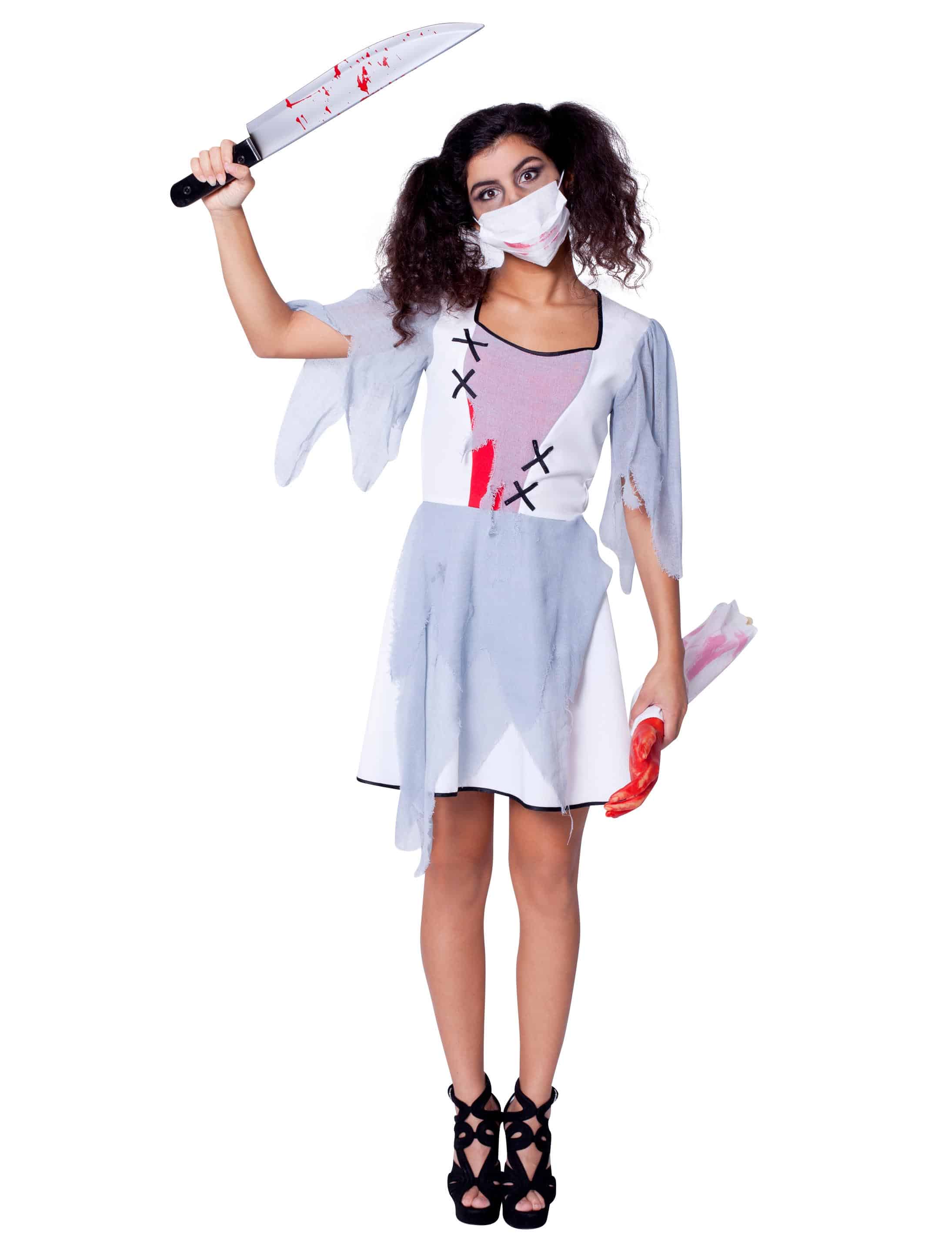 Kleid Zombie Damen weiß 44