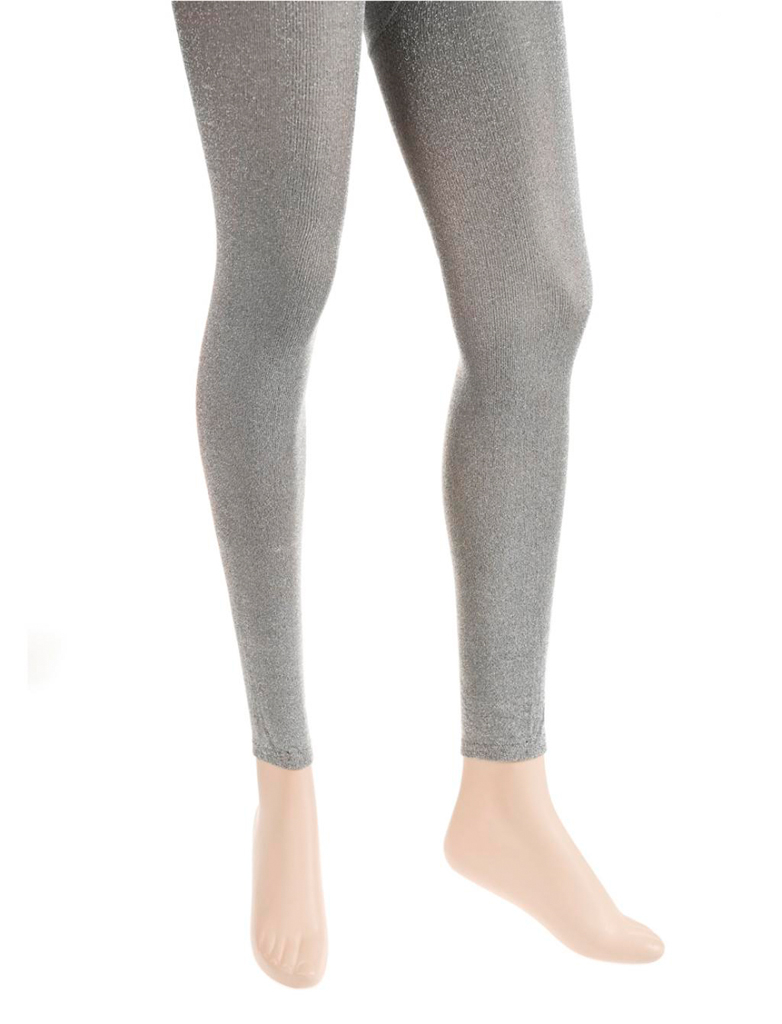 Leggings glanz Damen silber L/XL