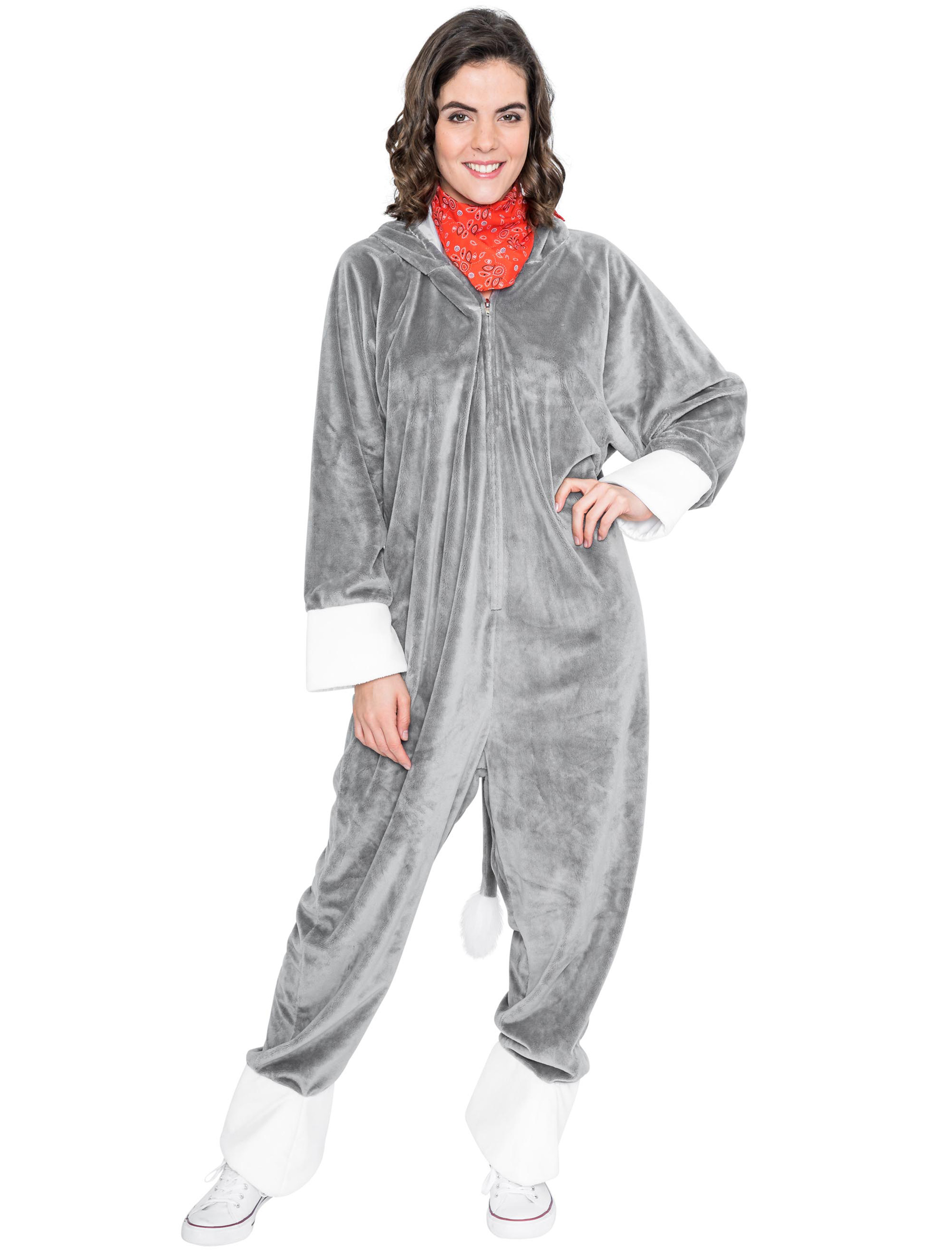 Overall Plüsch Esel Damen grau 40-42