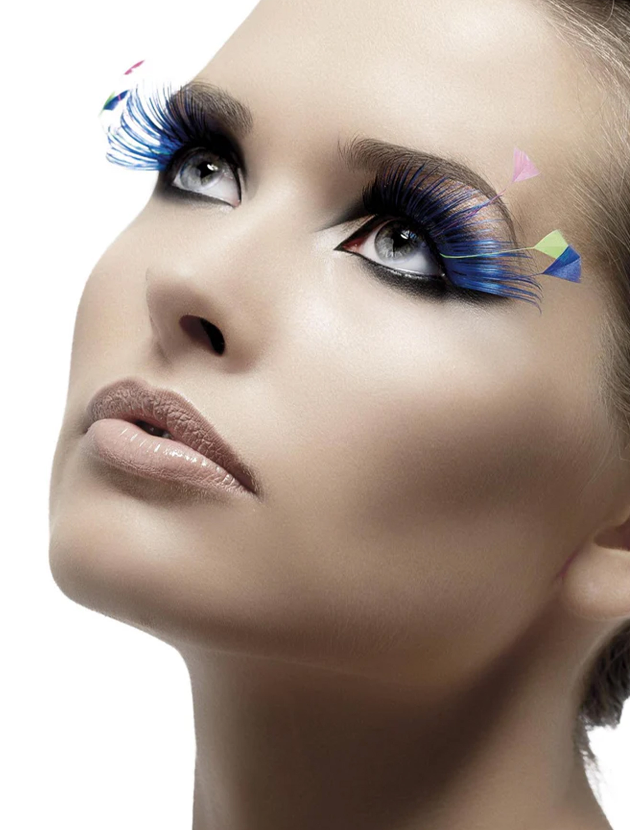 Wimpern mit Federn bunt Farbe: bunt