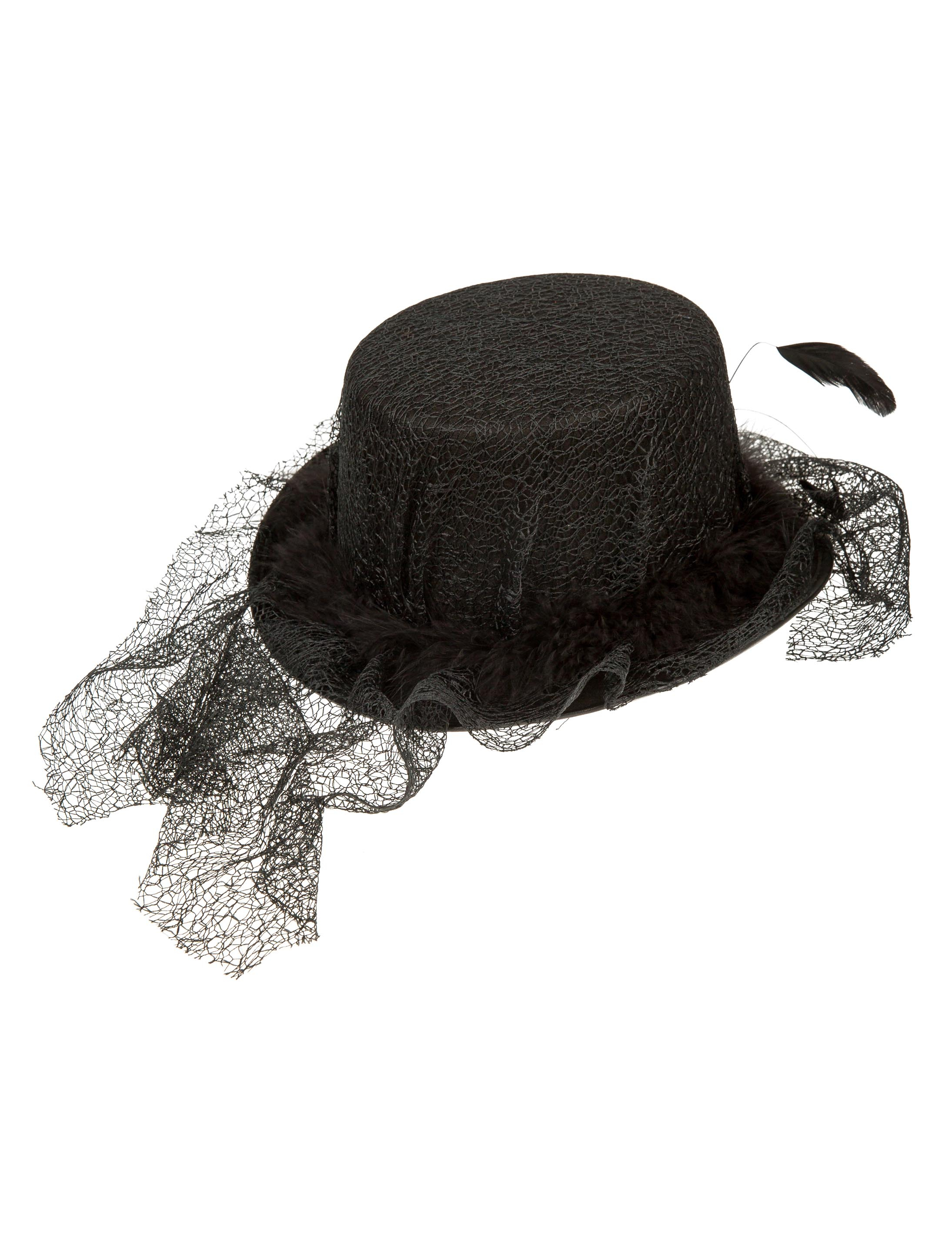 Kostümzubehör Zylinder Spinnentüll schwarz