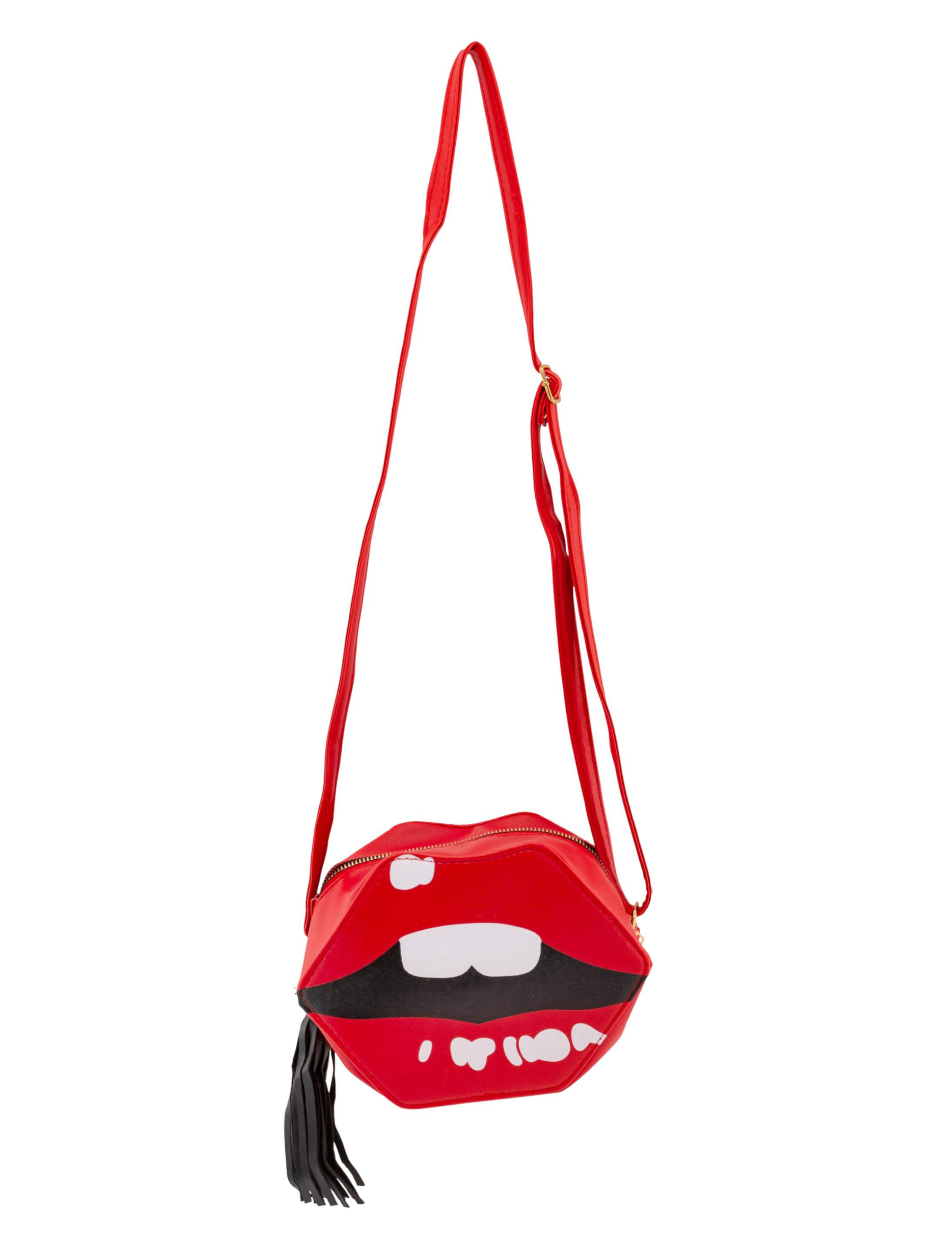 Kostümzubehör Tasche Mund mit Zähnen Farbe: schwarz/rot