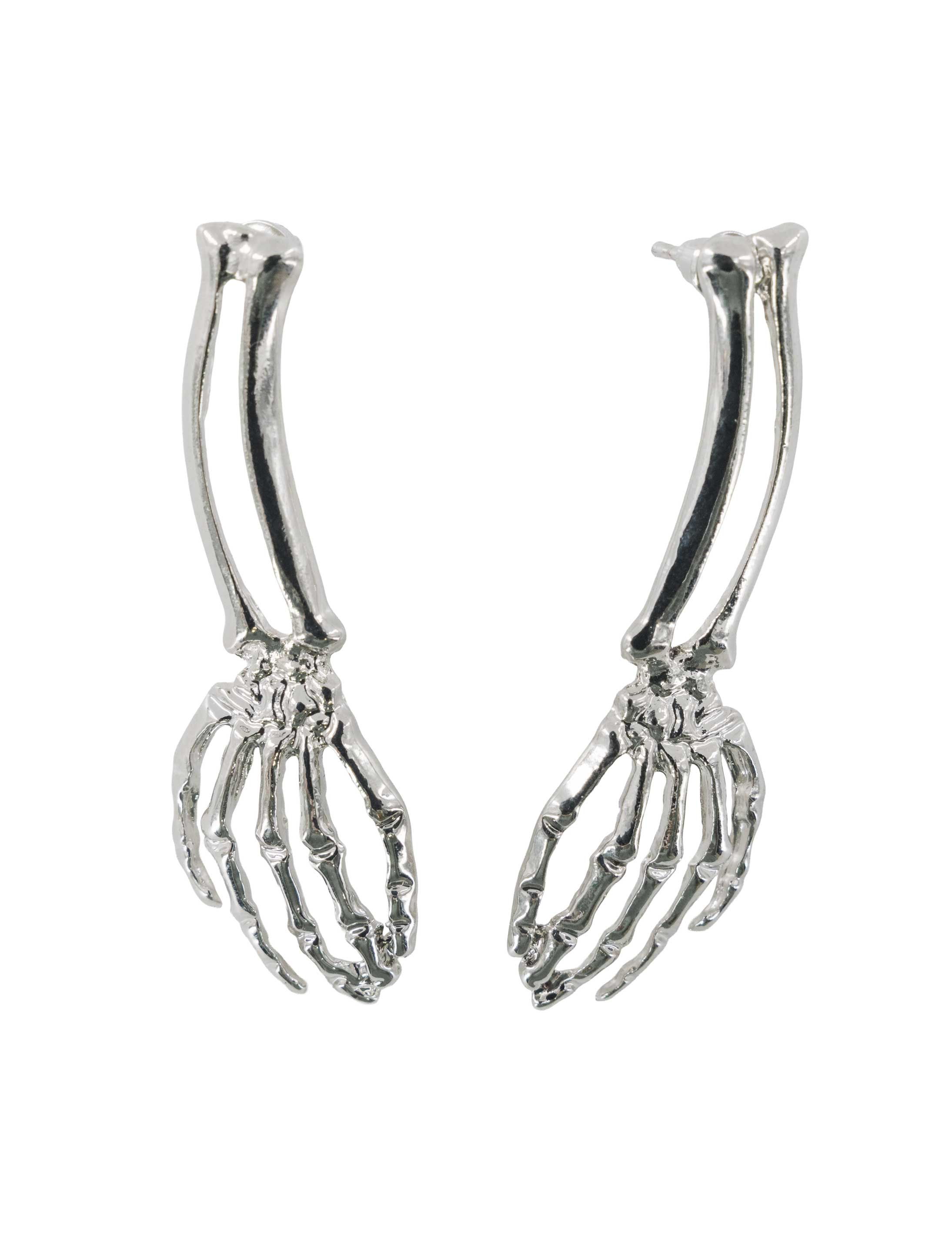 Kostümzubehör Ohrringe Skelettarm silber