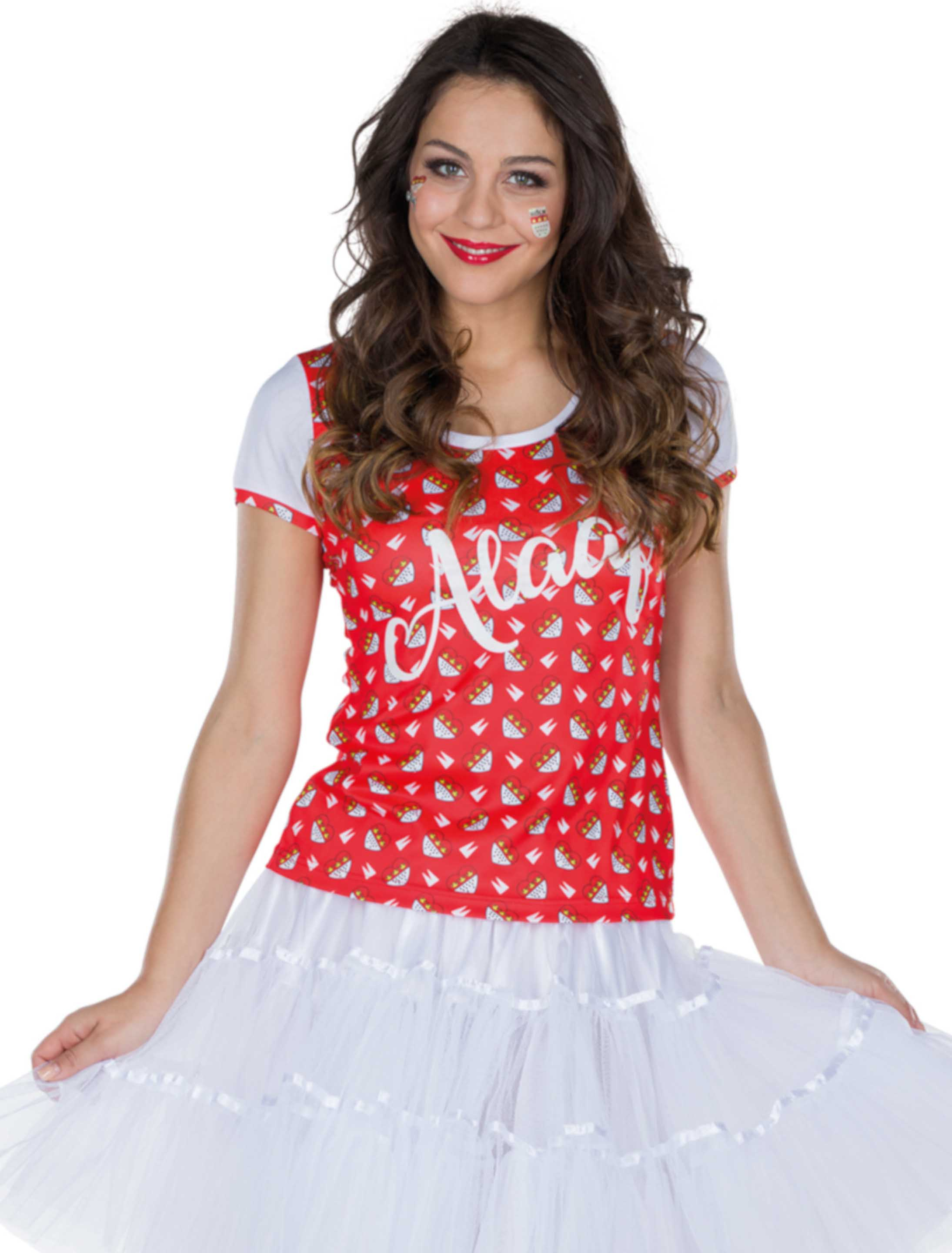 T-Shirt Alaaf Damen rot/weiß 44