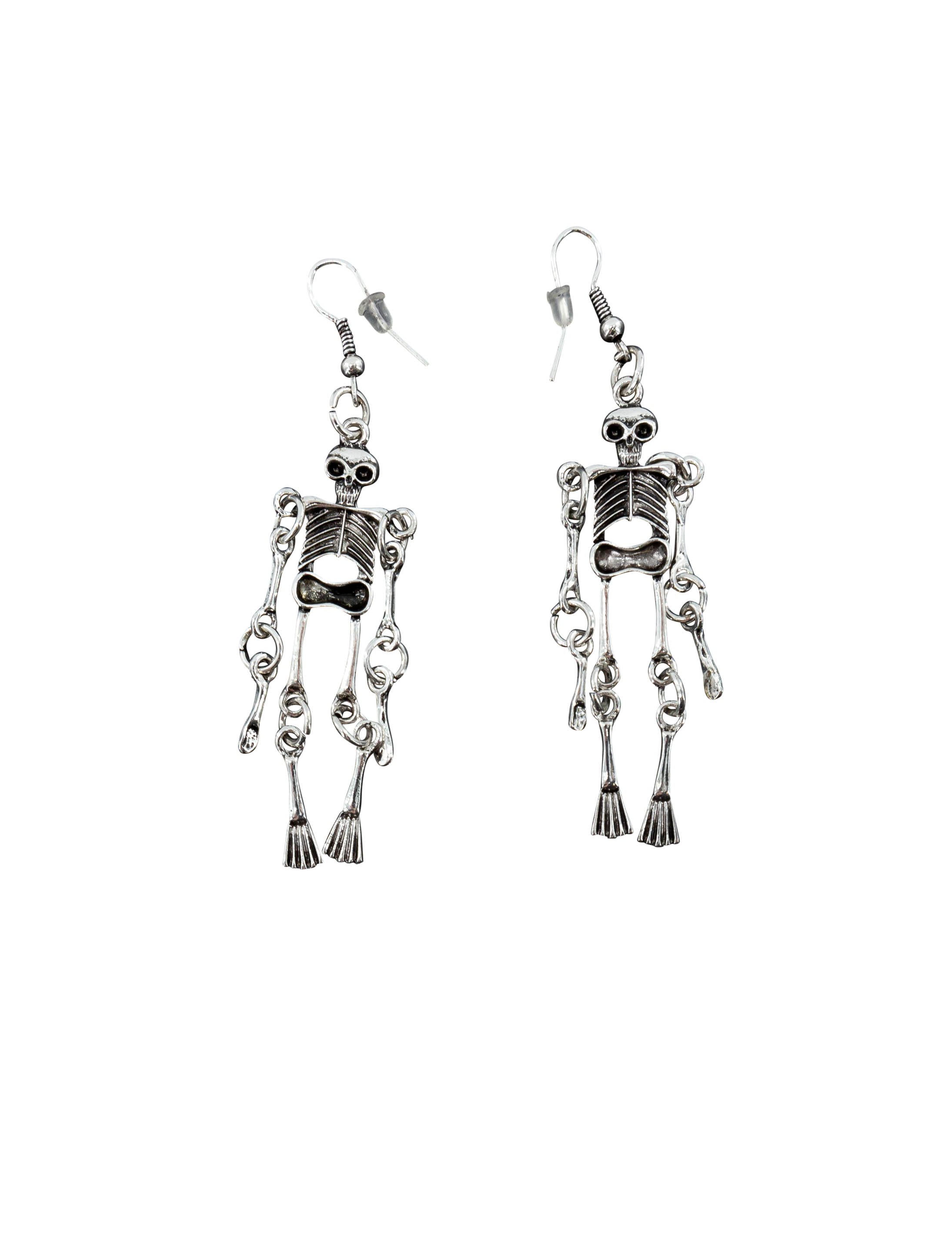 Kostümzubehör Ohrringe Skelett silber