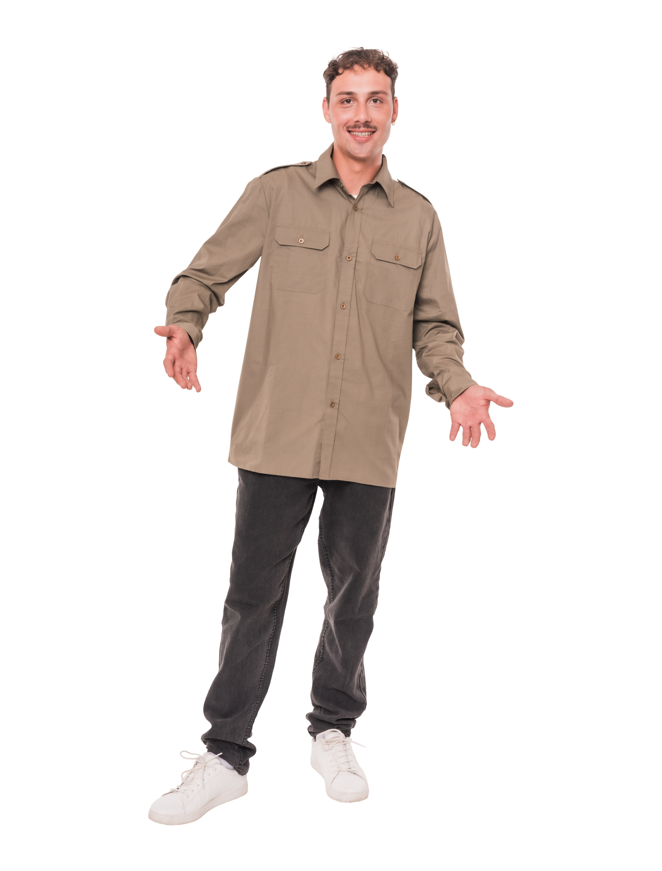 Hemd Safari Herren olivgrün S/M