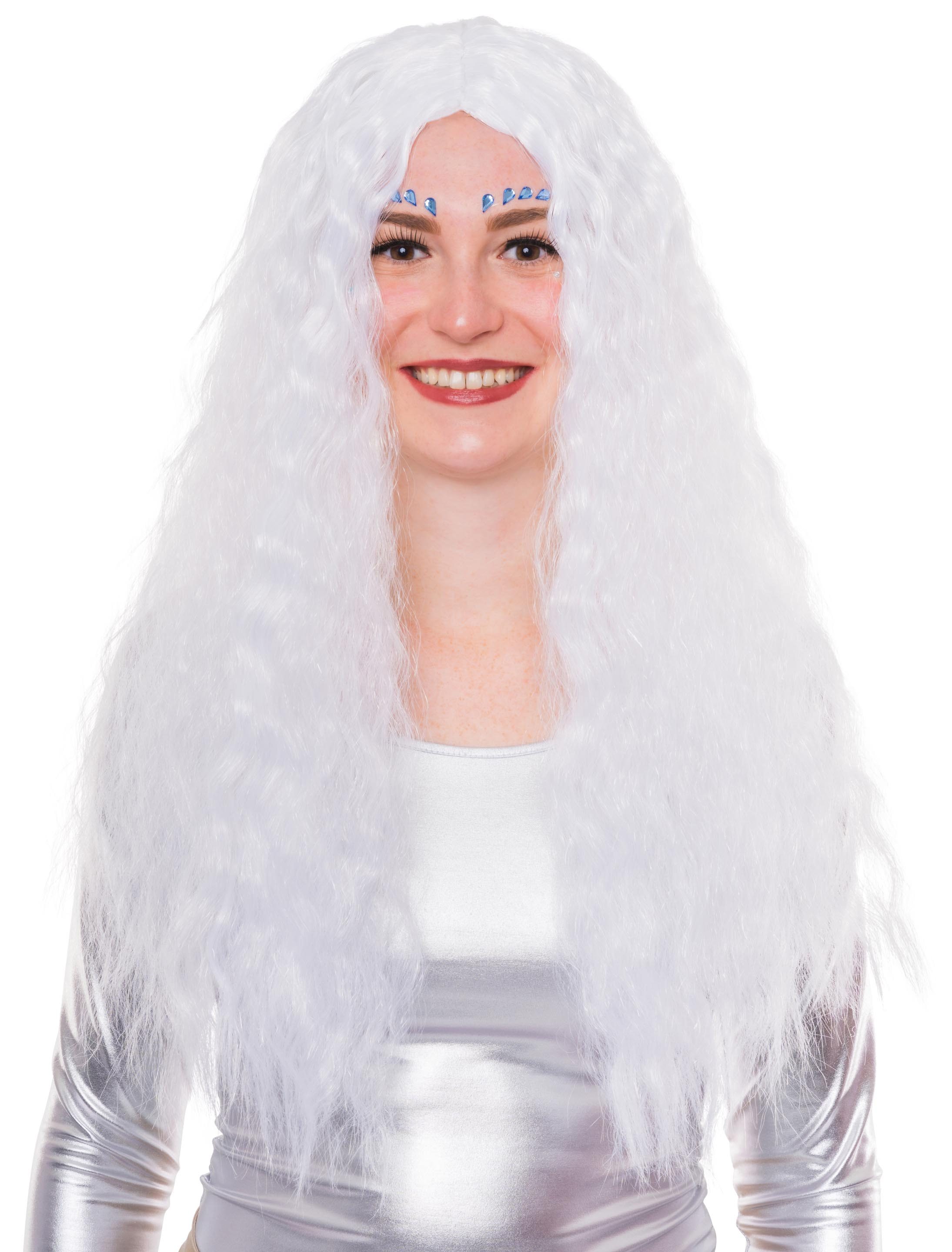 Kostümzubehör Kostümzubehör Perücke Eiskönigin lang lockig weiß