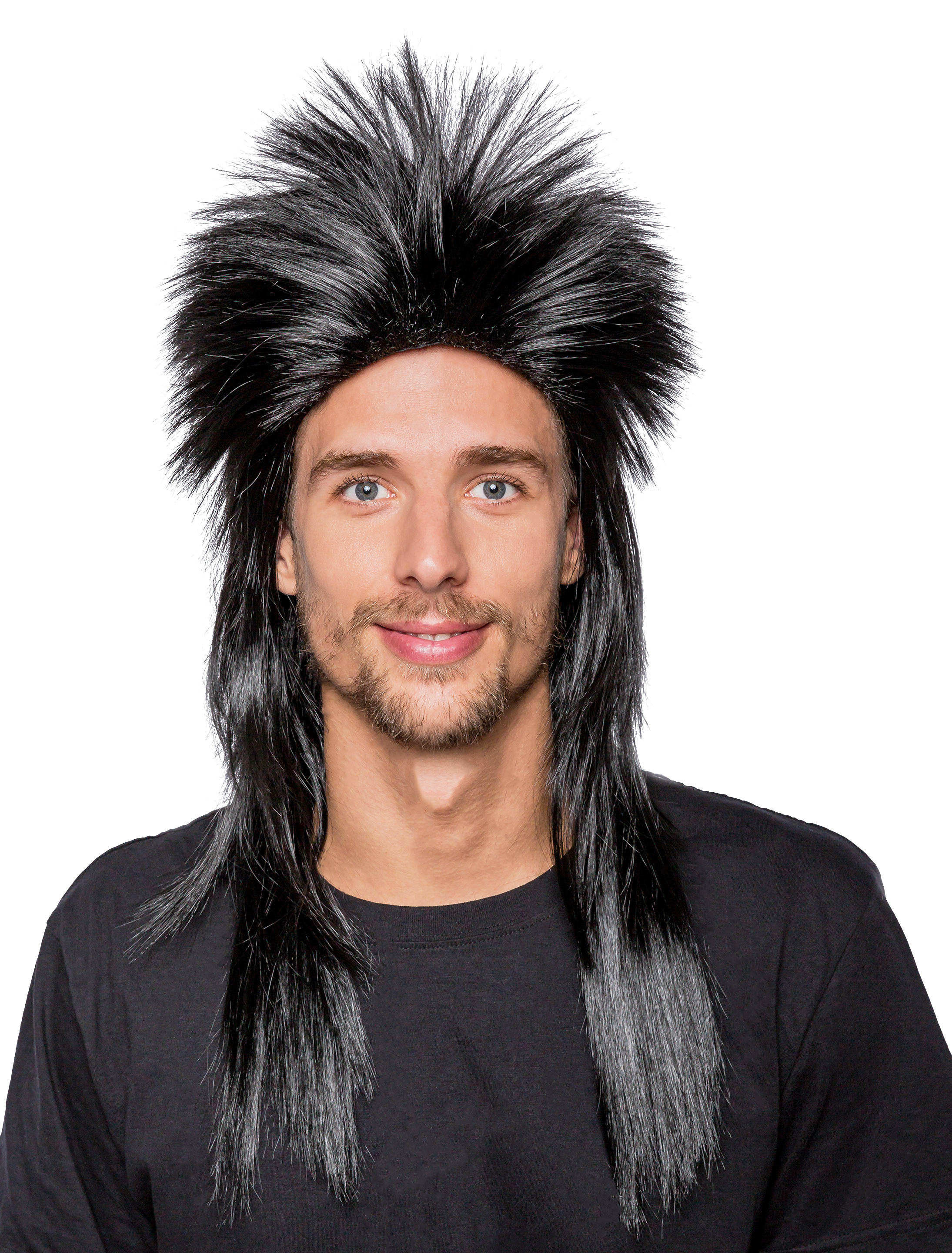 Kostümzubehör Kostümzubehör Perücke Heavy Metal lang glatt schwarz one size