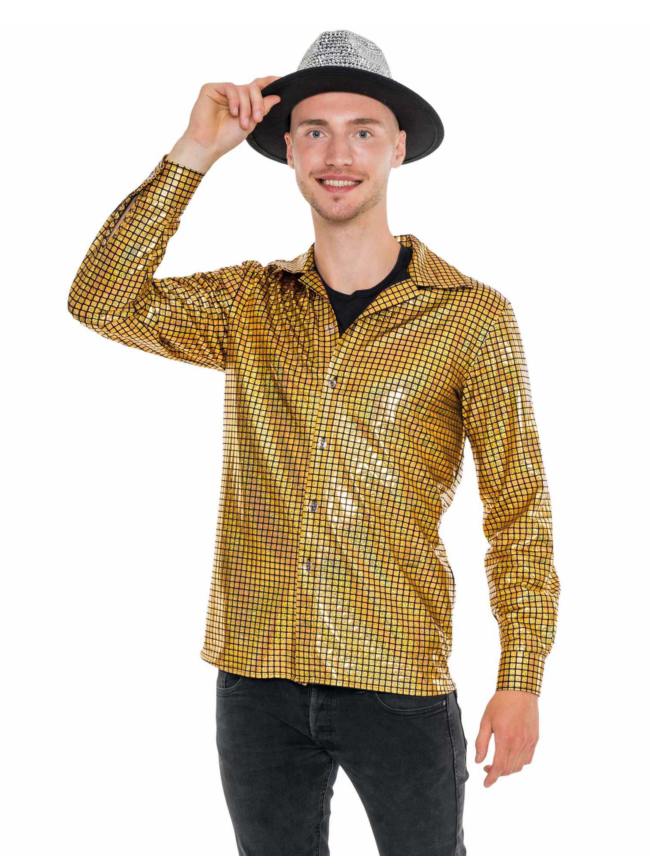 Hemd metallic Herren gold S
