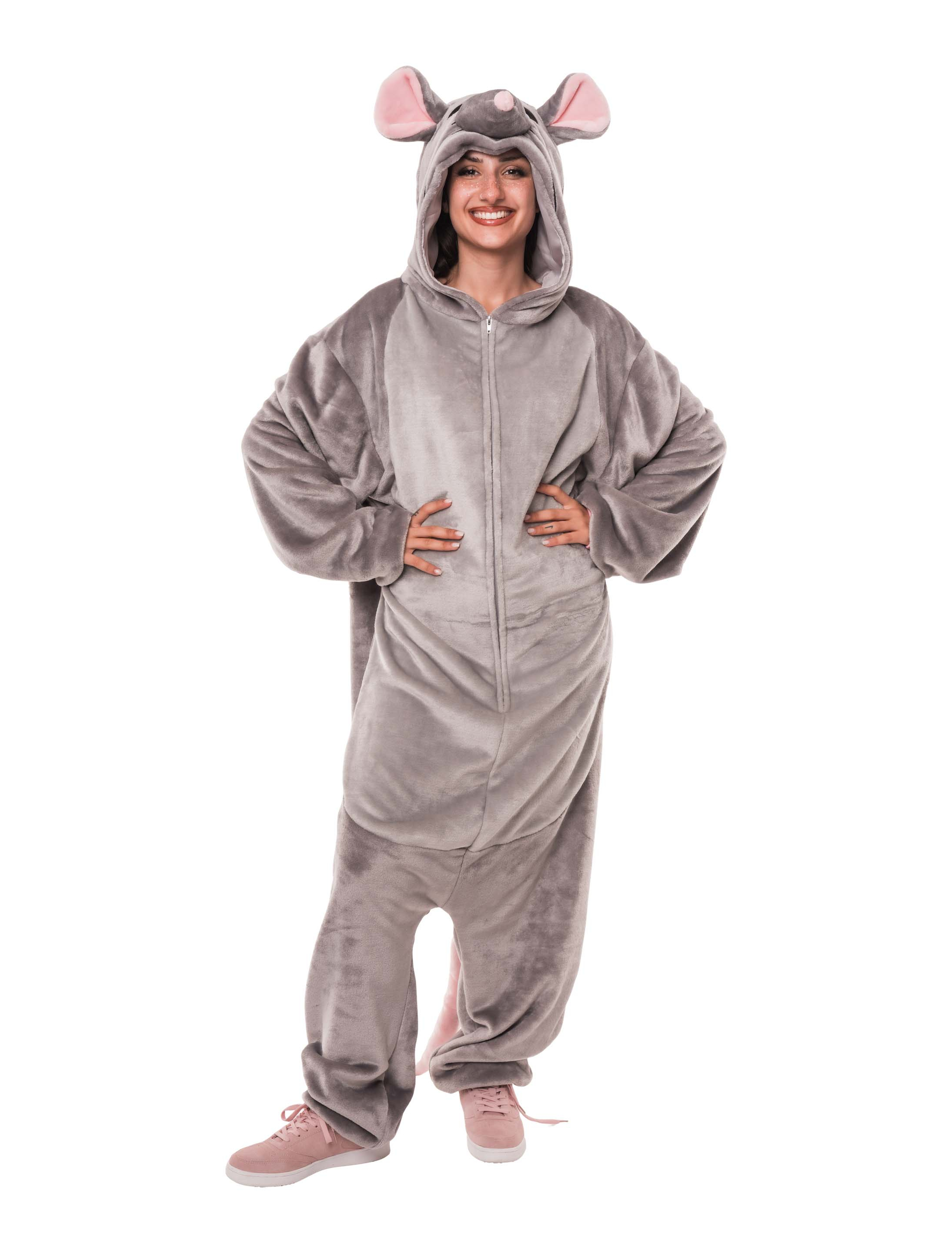 Overall Plüsch Maus grau 40/42