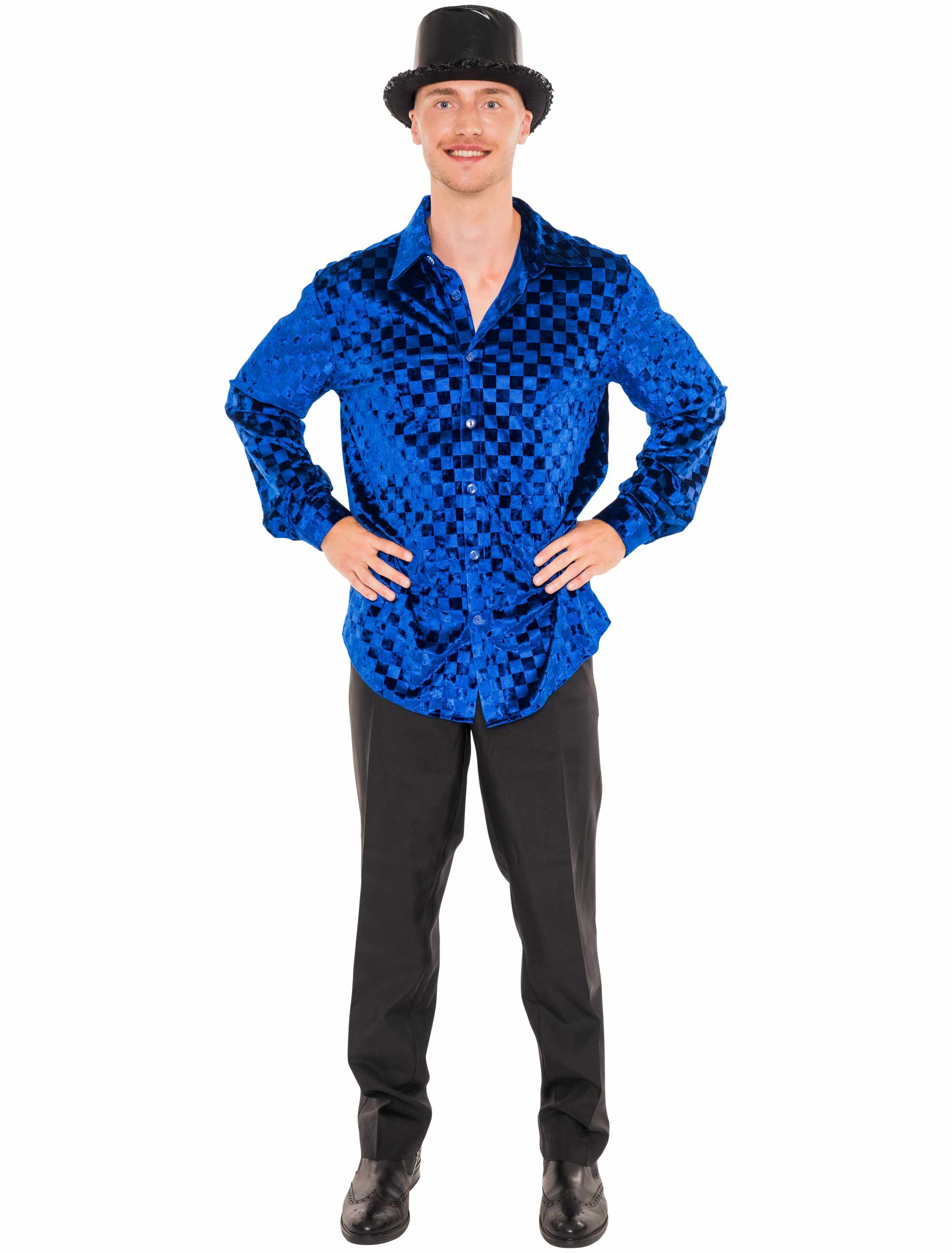 Hemd in Samtoptik Herren blau 2XL/3XL