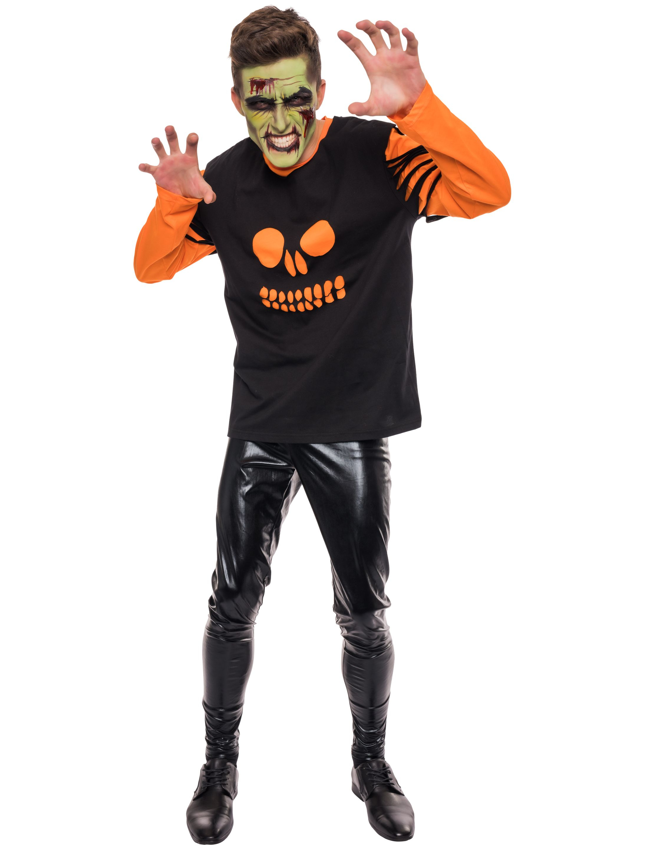 Shirt Langarm Kürbis schwarz/orange S/M