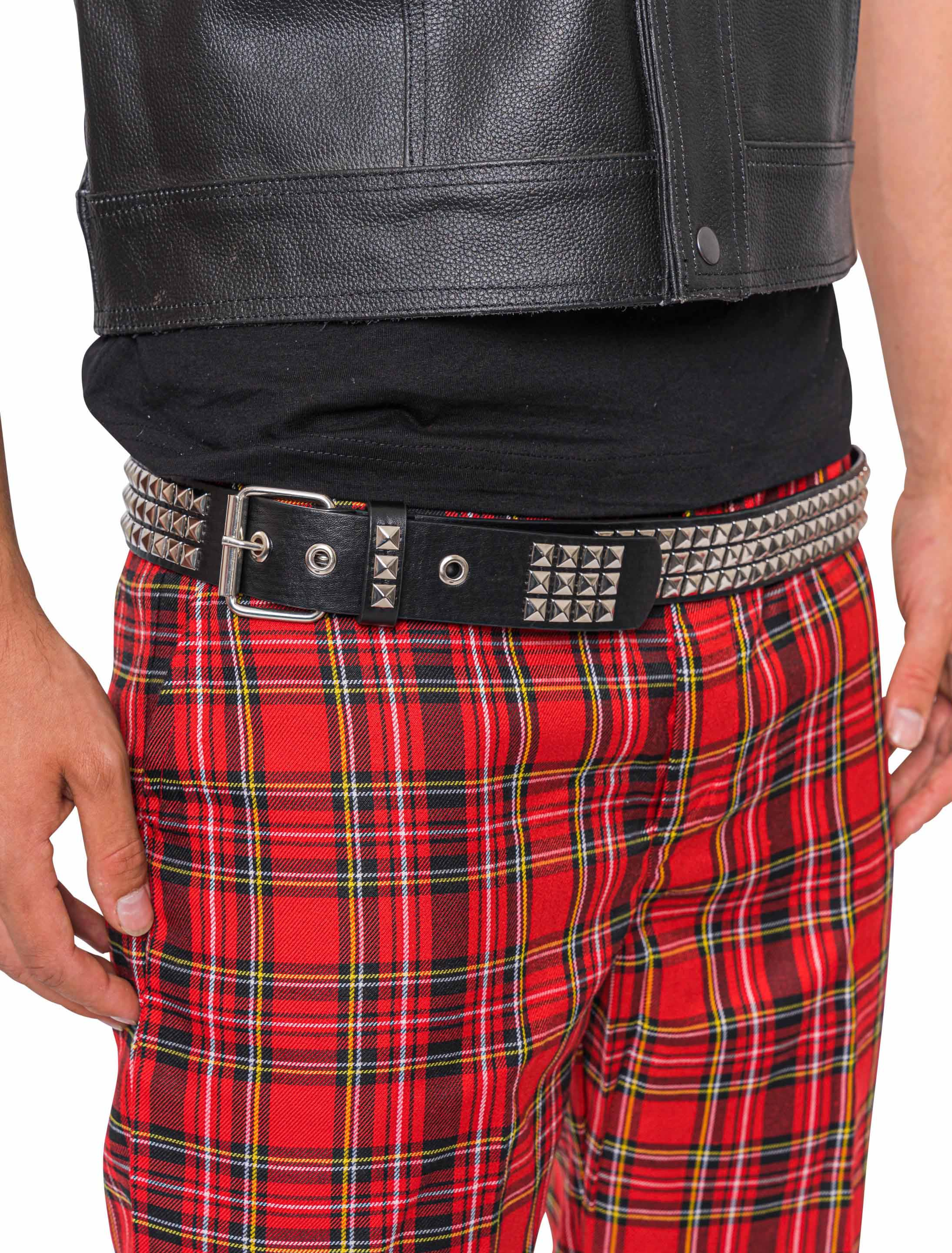 Kostümzubehör Gürtel mit Nieten schwarz 92-107cm