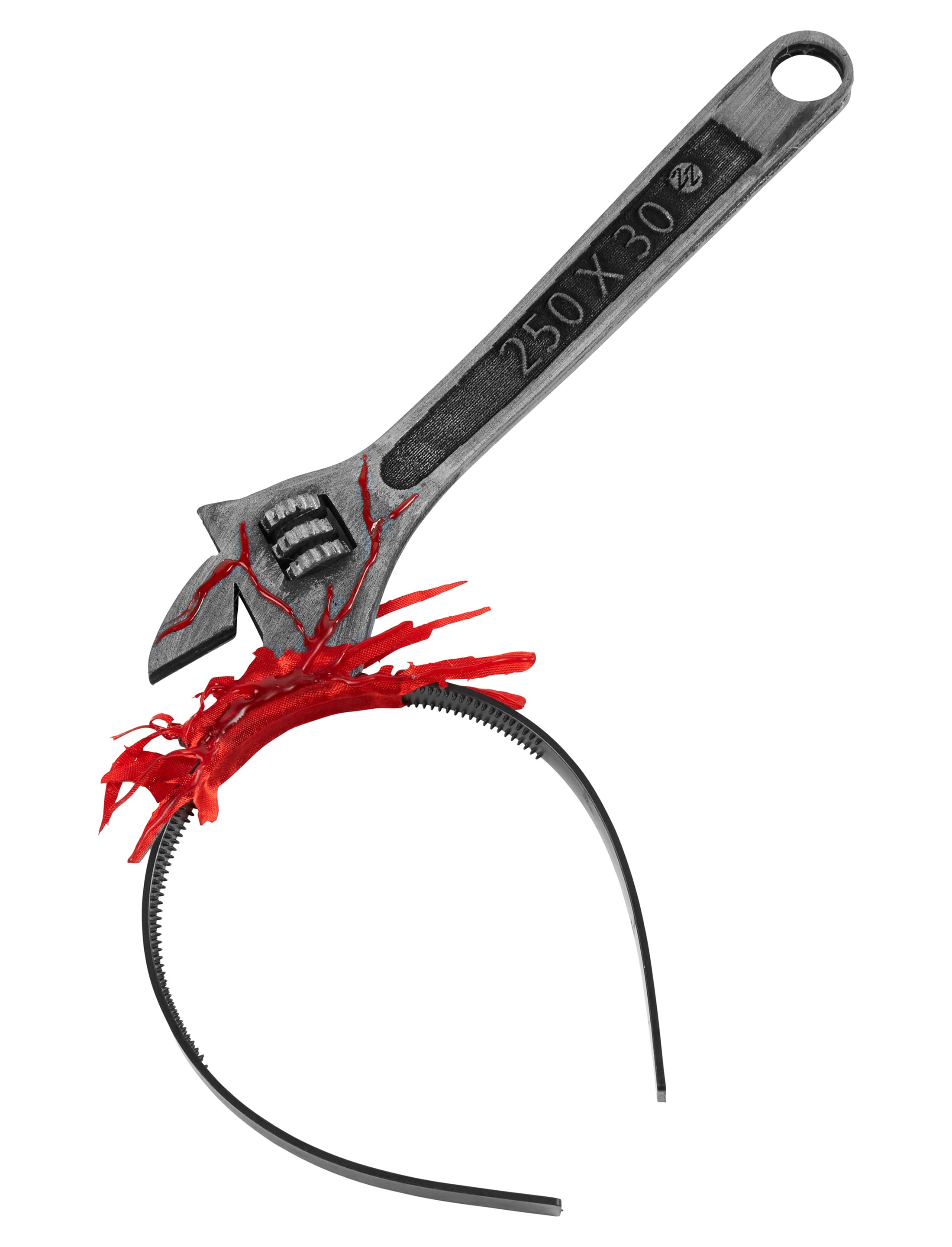 Kostümzubehör Haarreif mit Rohrzange blutig Farbe: grau/rot