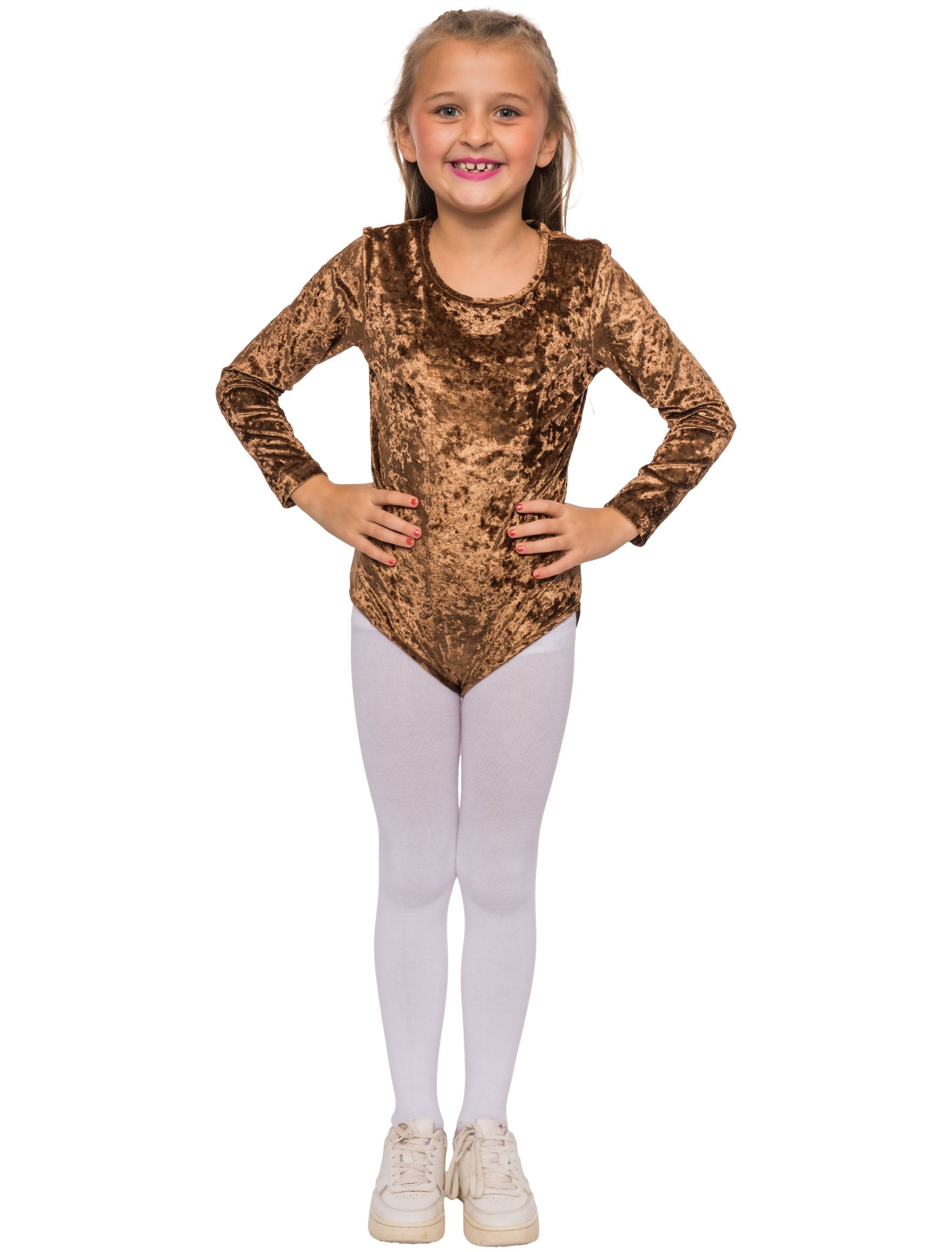 Body langarm Samt Kinder braun 116-128