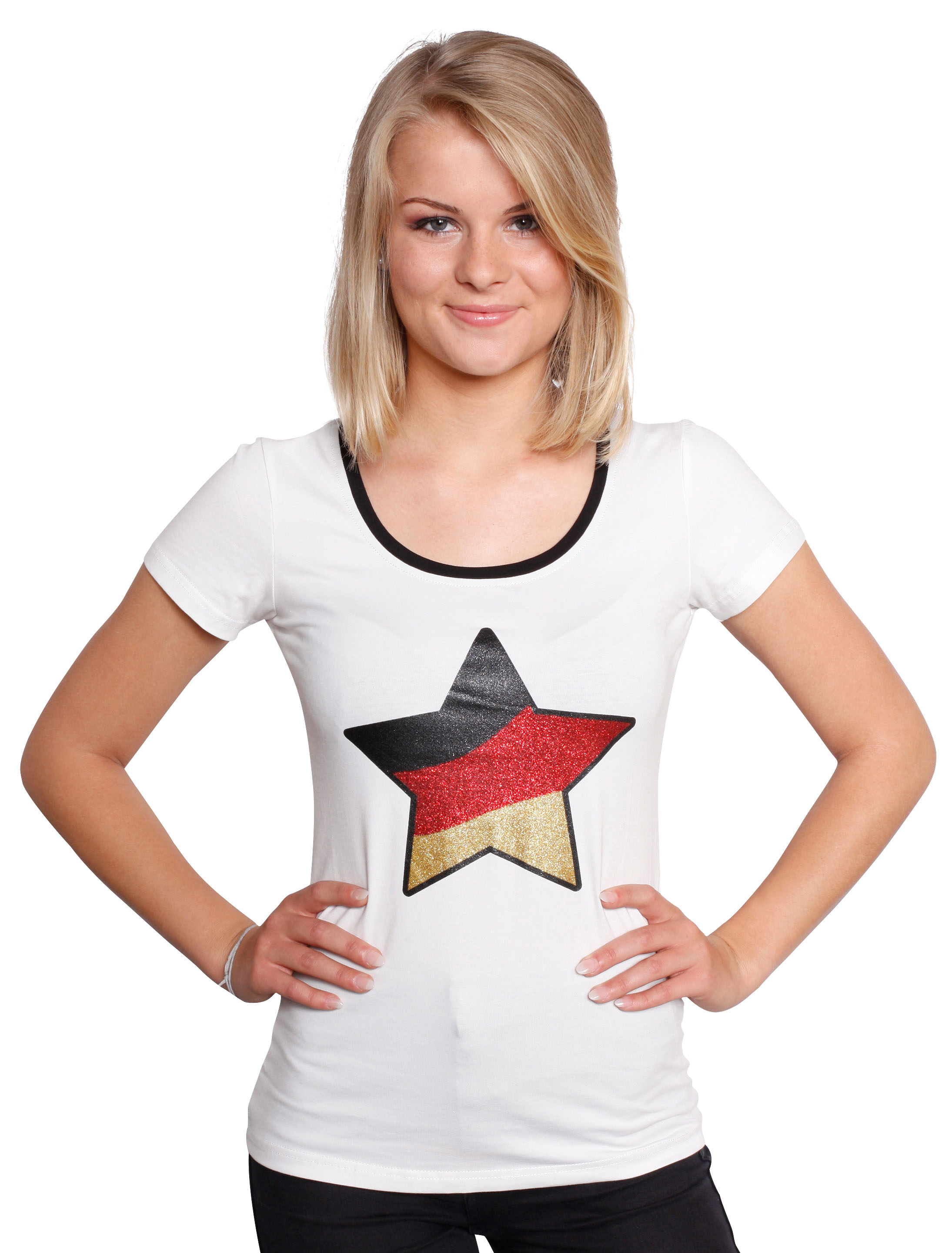 T-Shirt Deutschland Stern Damen weiß XL