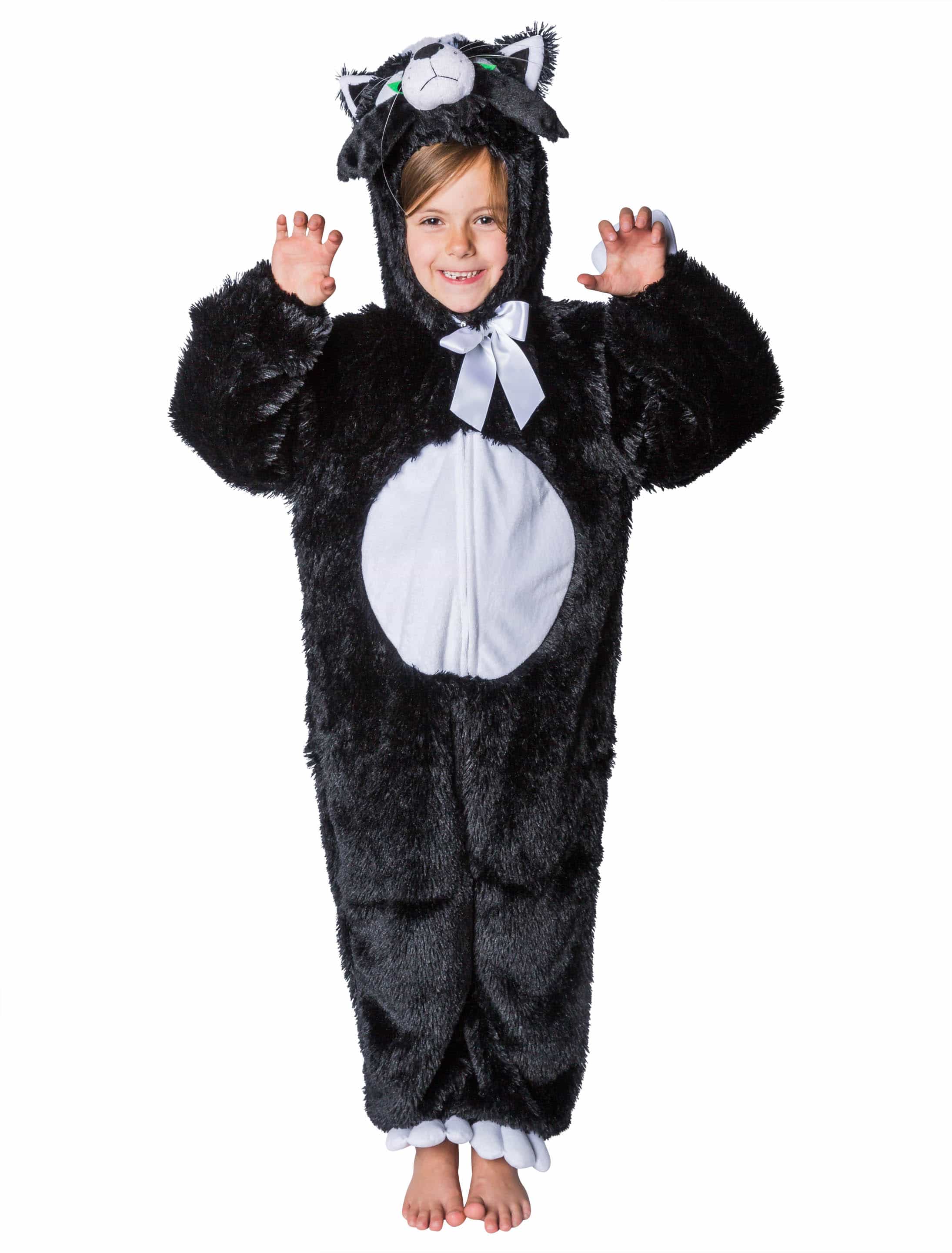 Plüsch Overall Katze Kinder schwarz 104