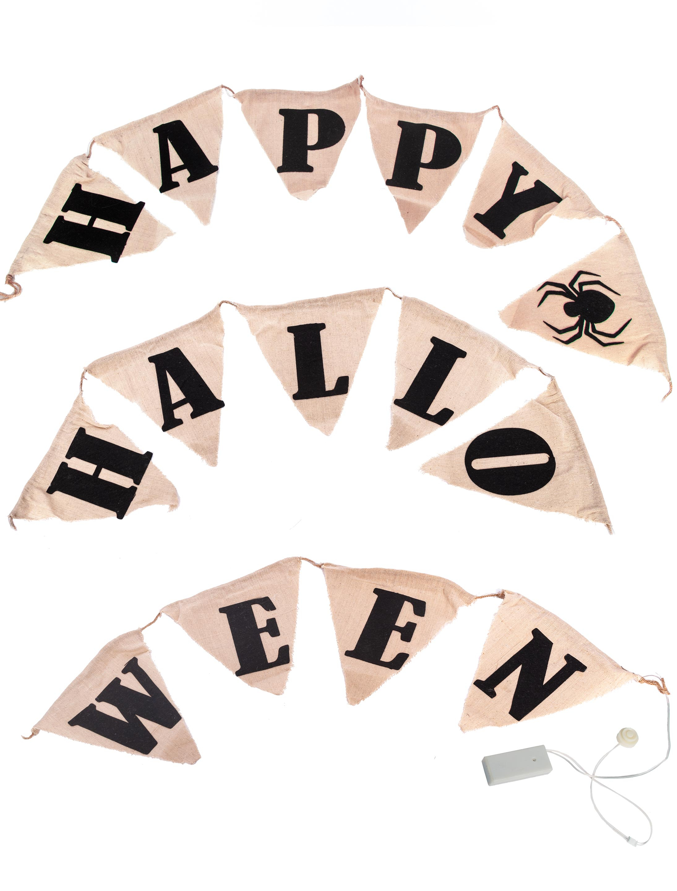 Girlande Happy Halloween leuchtend Farbe: schwarz/weiß