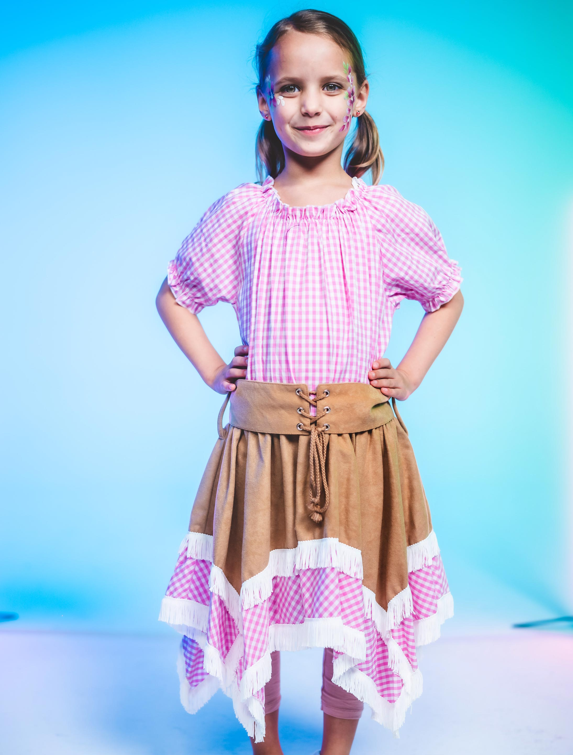 Kleid Cowgirl Kinder pink/weiß 134