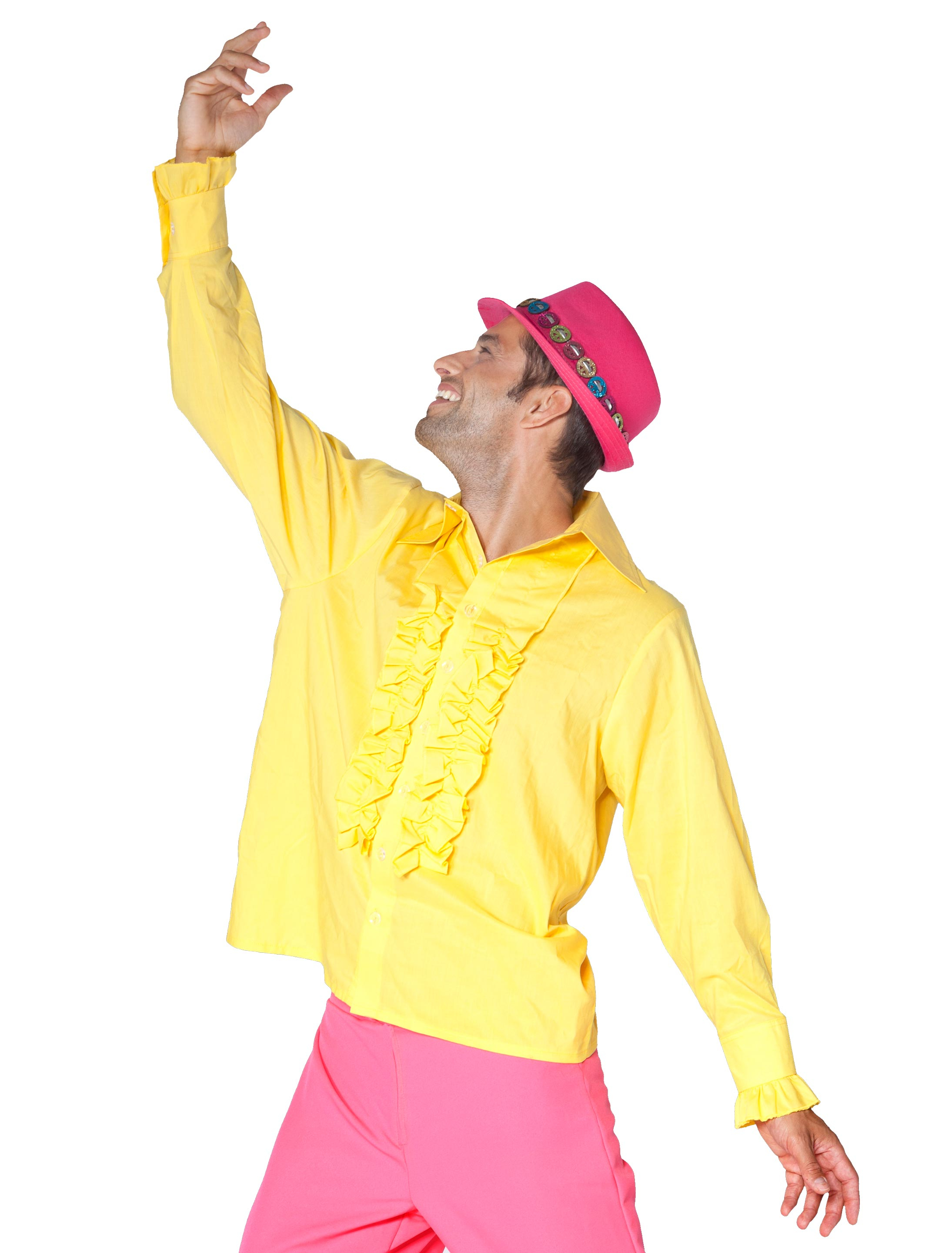 Rüschenhemd Herren gelb 4XL