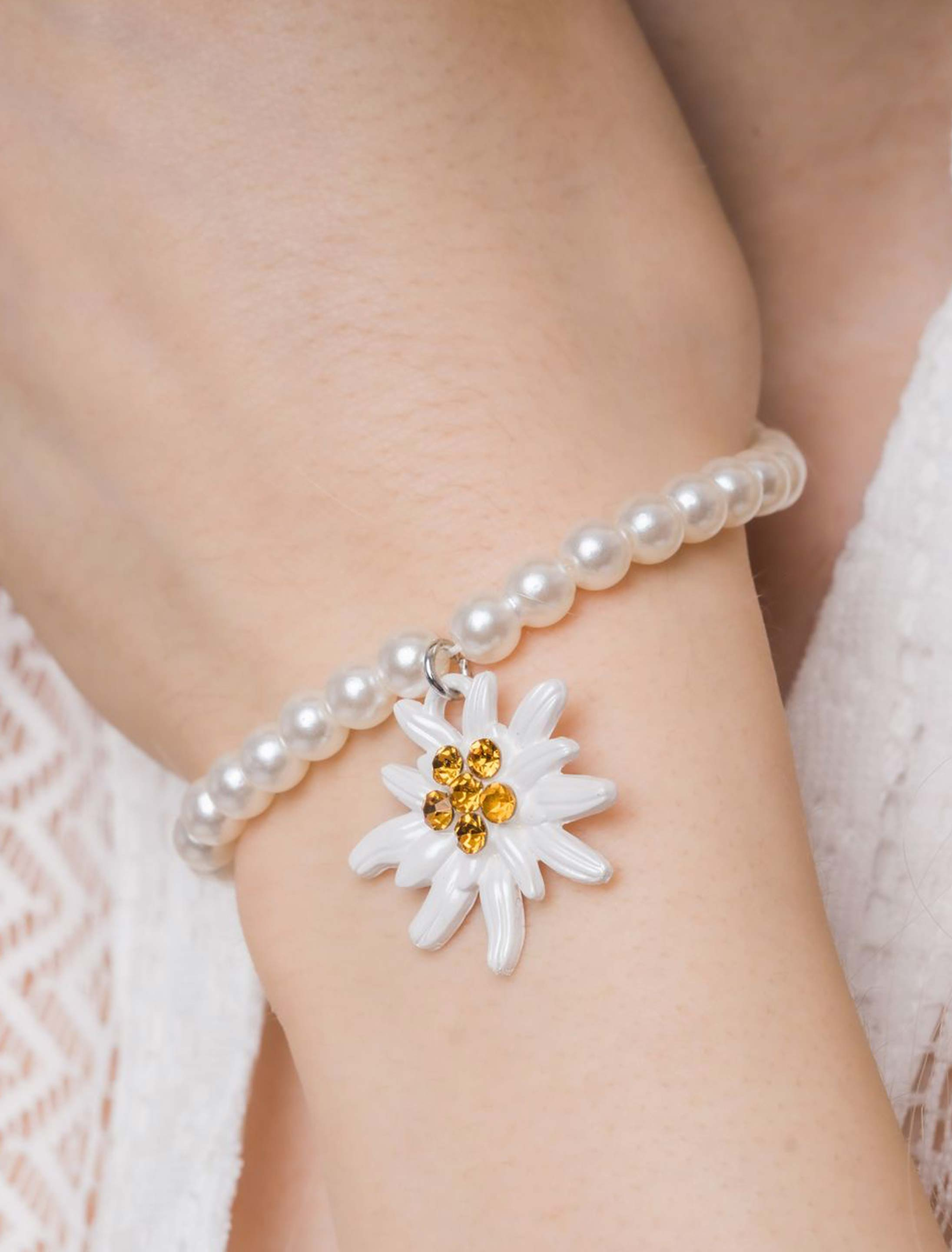 Kostümzubehör Armband und Ohrringe Edelweiß Damen weiß