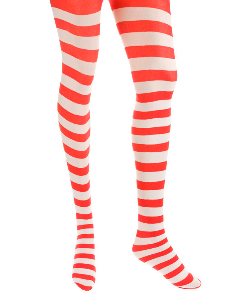 Kostümzubehör Strumpfhose 60den Damen rot/weiß L/XL