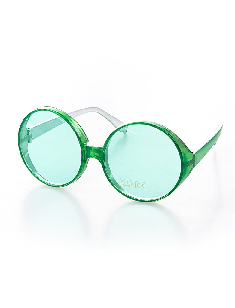 Kostümzubehör Brille große runde Gläser grün