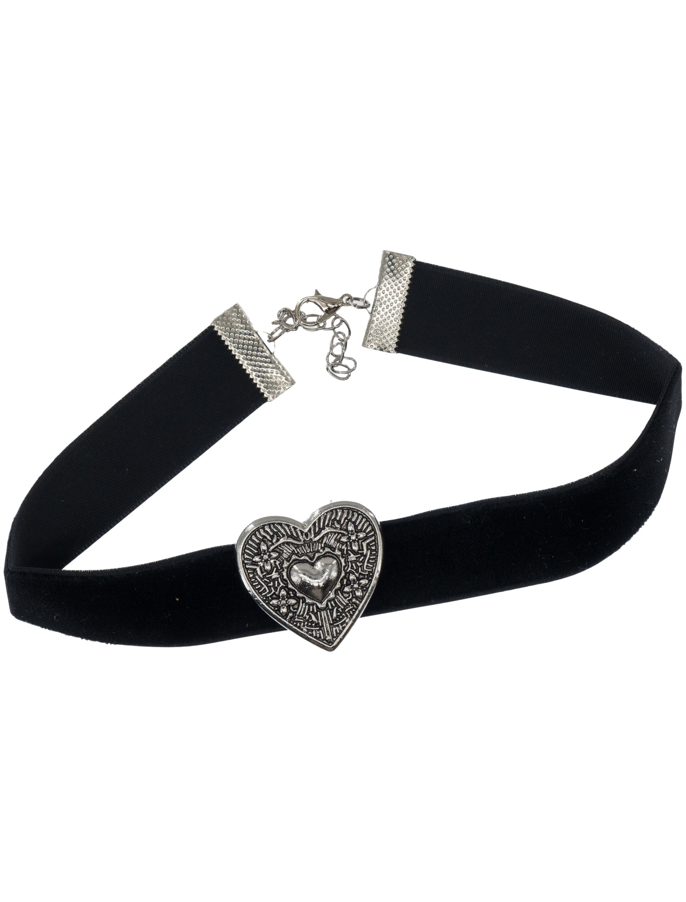 Kostümzubehör Halskette Choker mit Herz  Damen schwarz