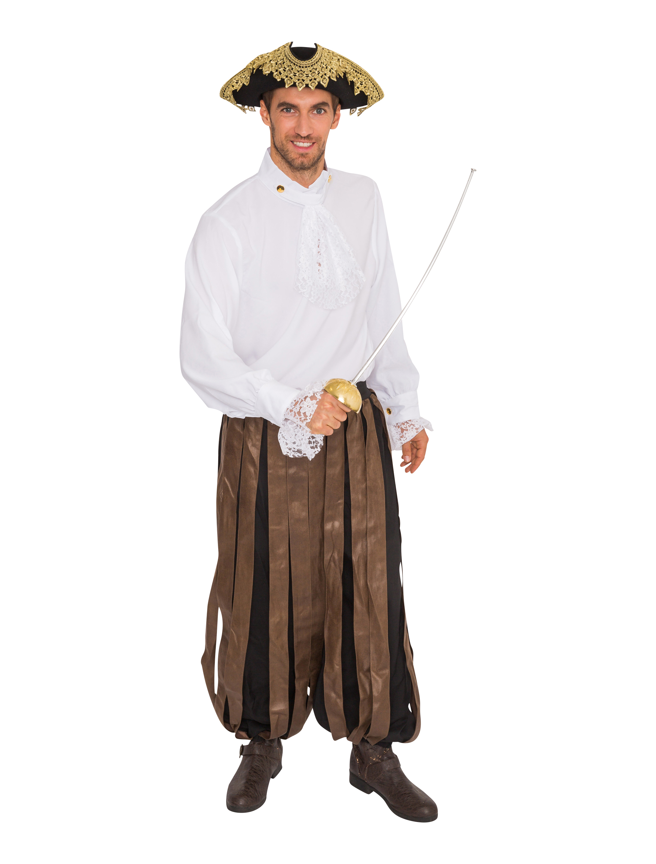 Hemd mit Jabot Herren weiß XXL