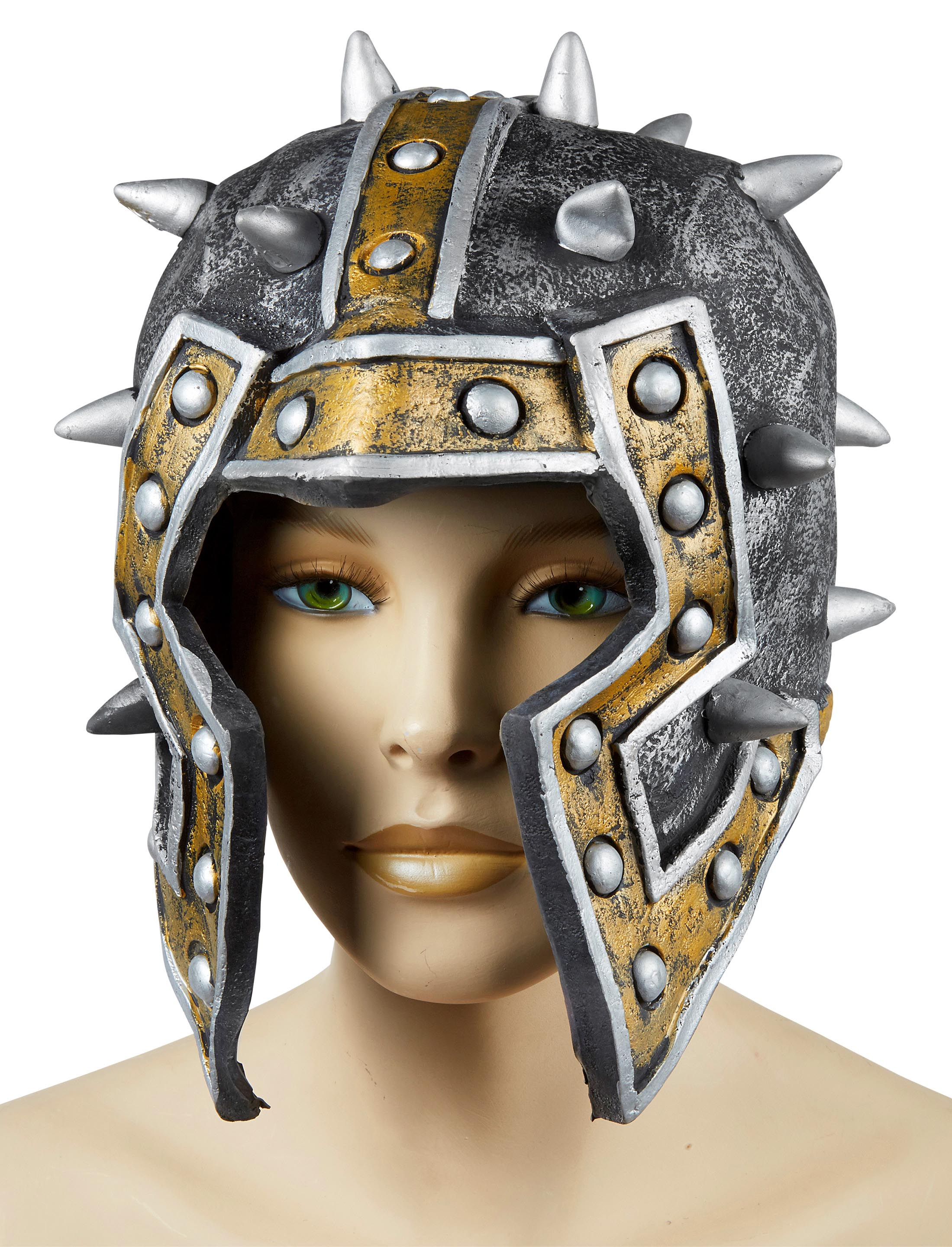 Kostümzubehör Helm Latex Farbe: gold/silber