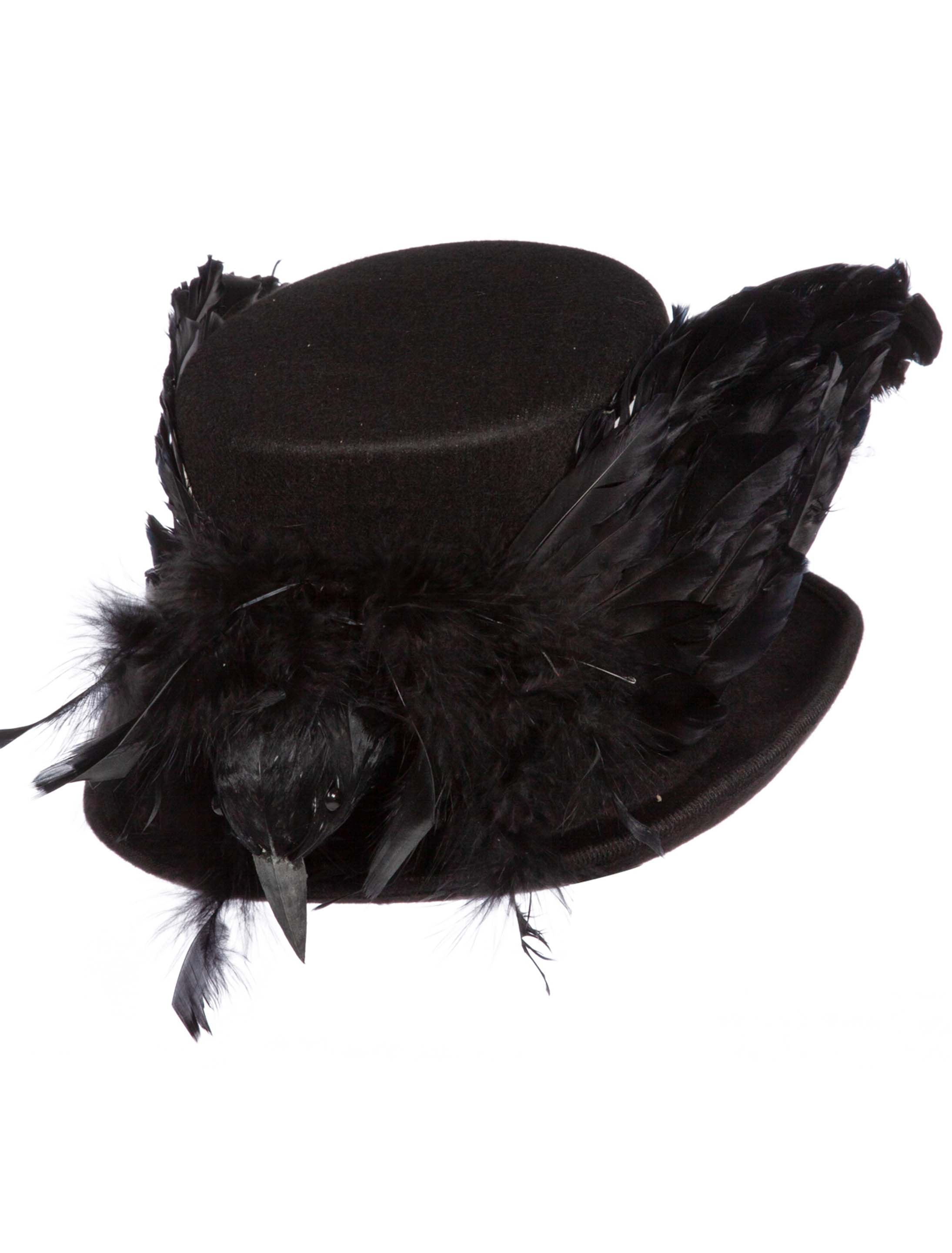 Kostümzubehör Zylinder mit Krähe schwarz one size
