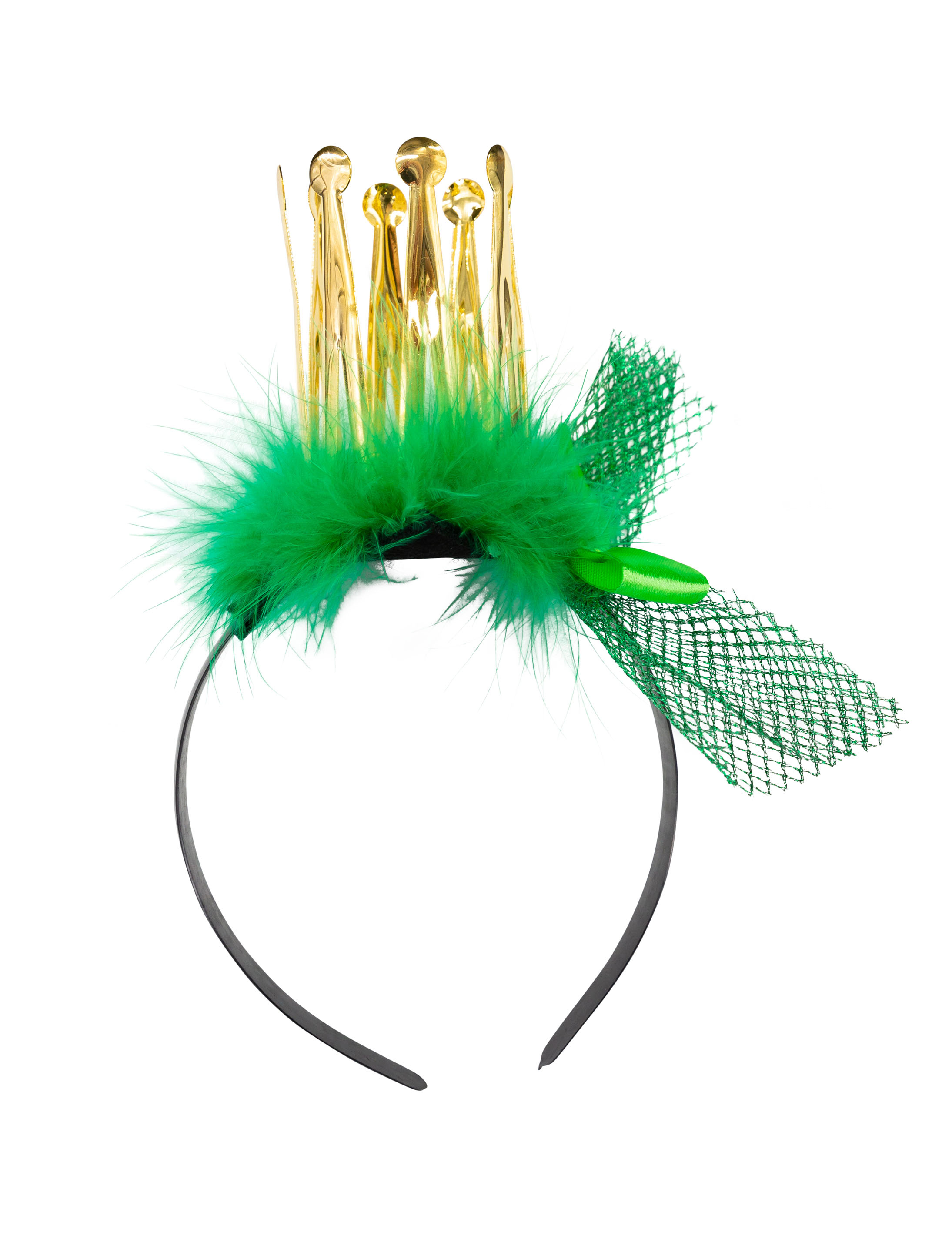 Kostümzubehör Haarreif mit Mini Krone Damen grün