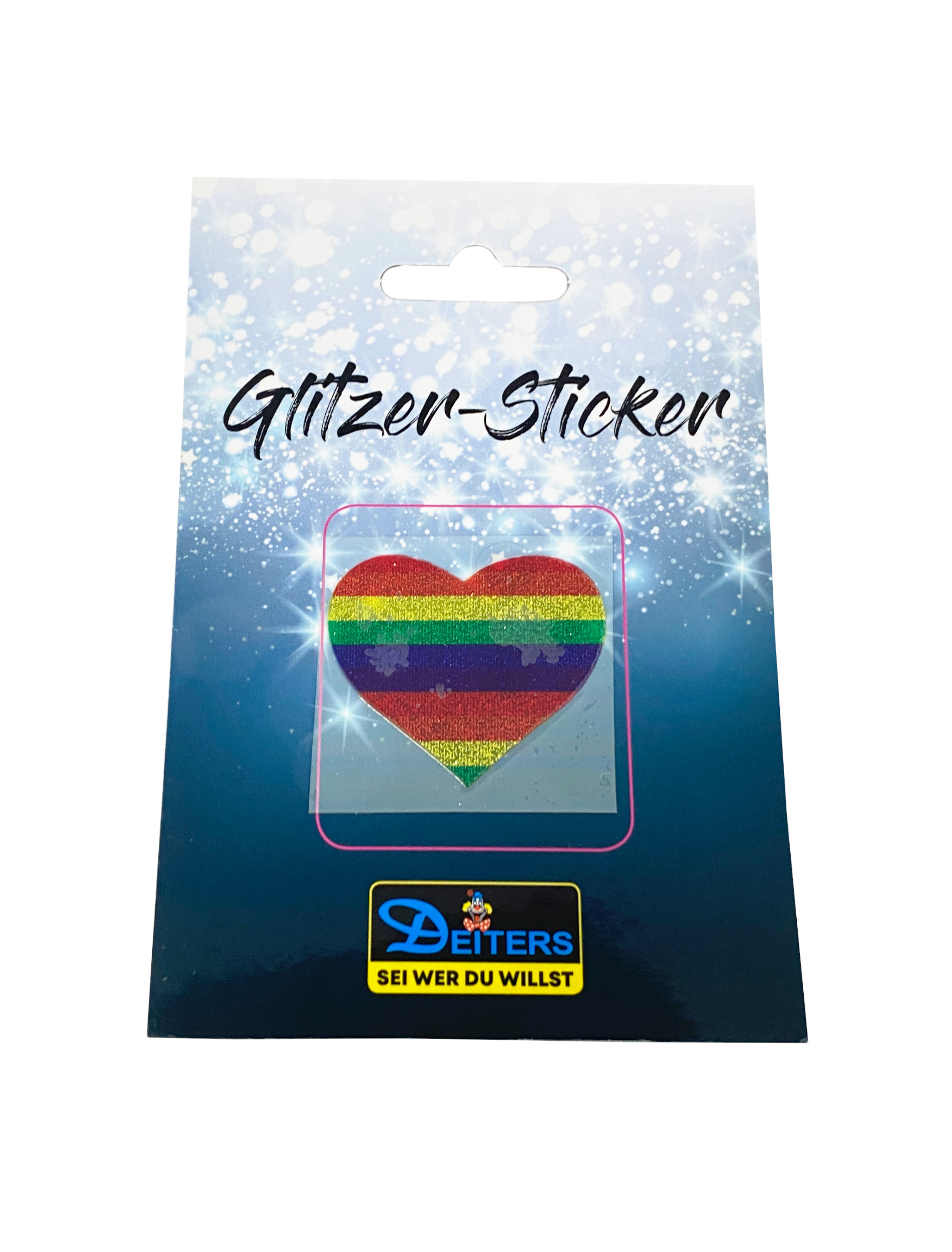 Kostümzubehör Tattoo Regenbogenherz mit Glitzer Farbe: rainbow
