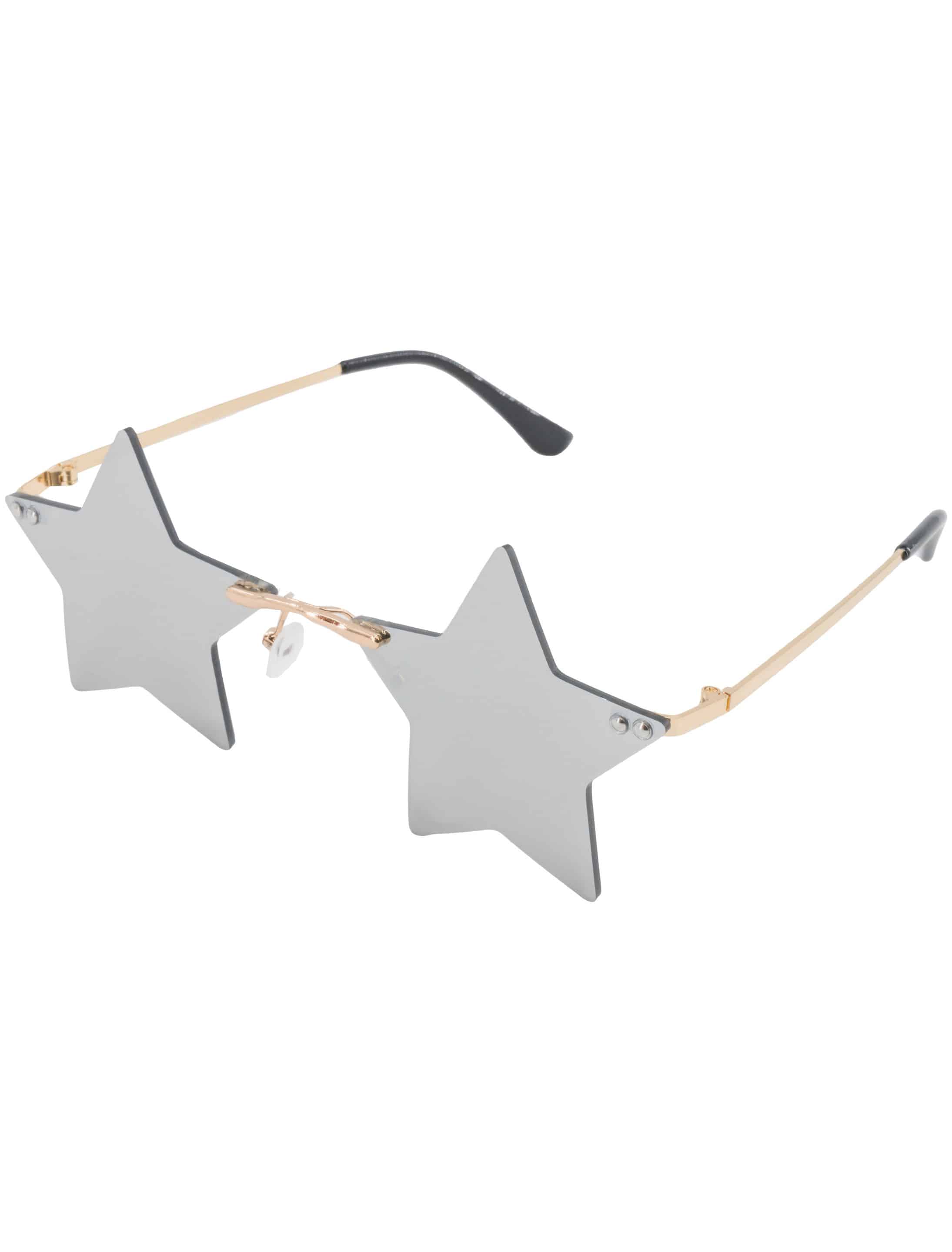 Kostümzubehör Brille Stern grau
