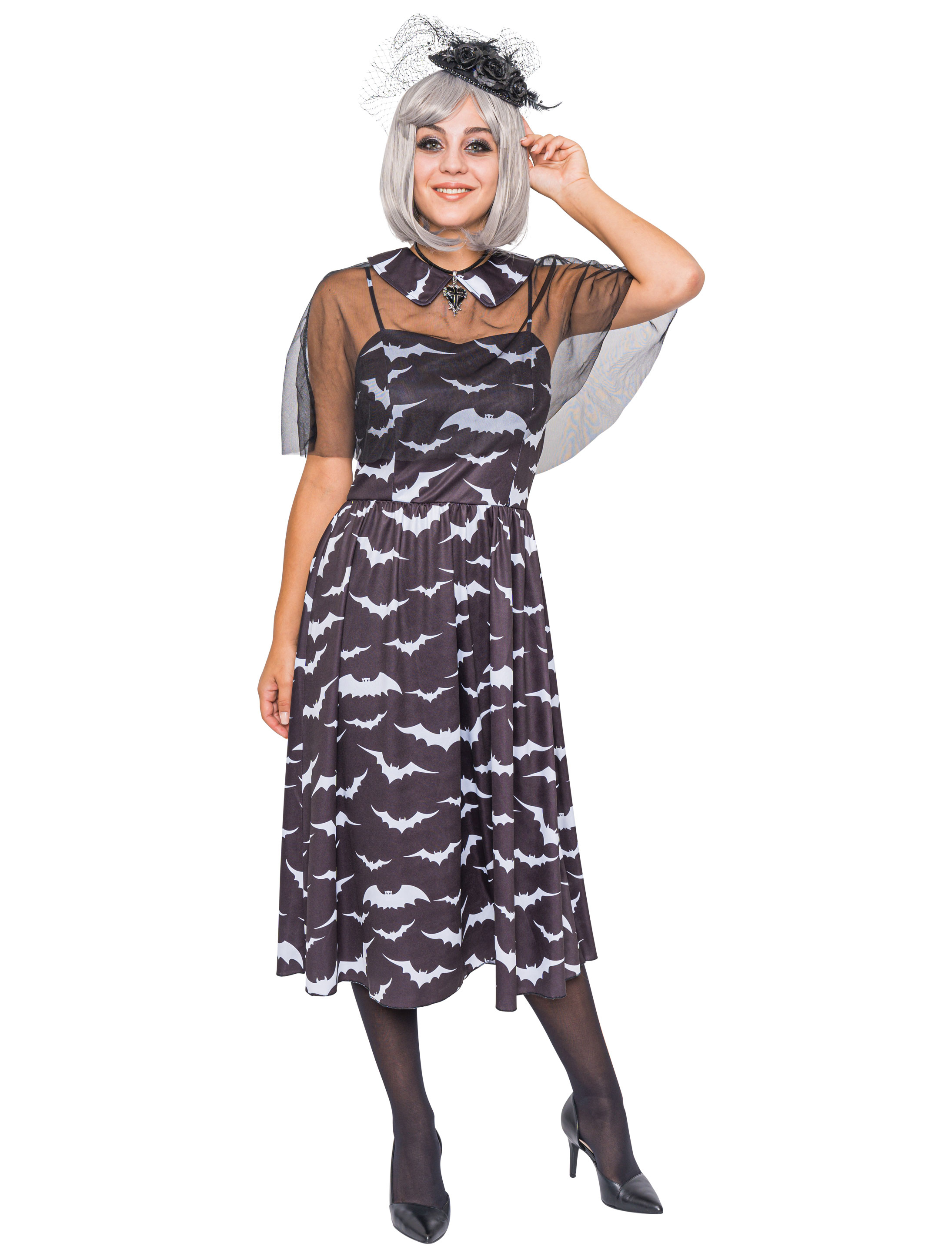 Kleid Fledermaus mit Cape schwarz M