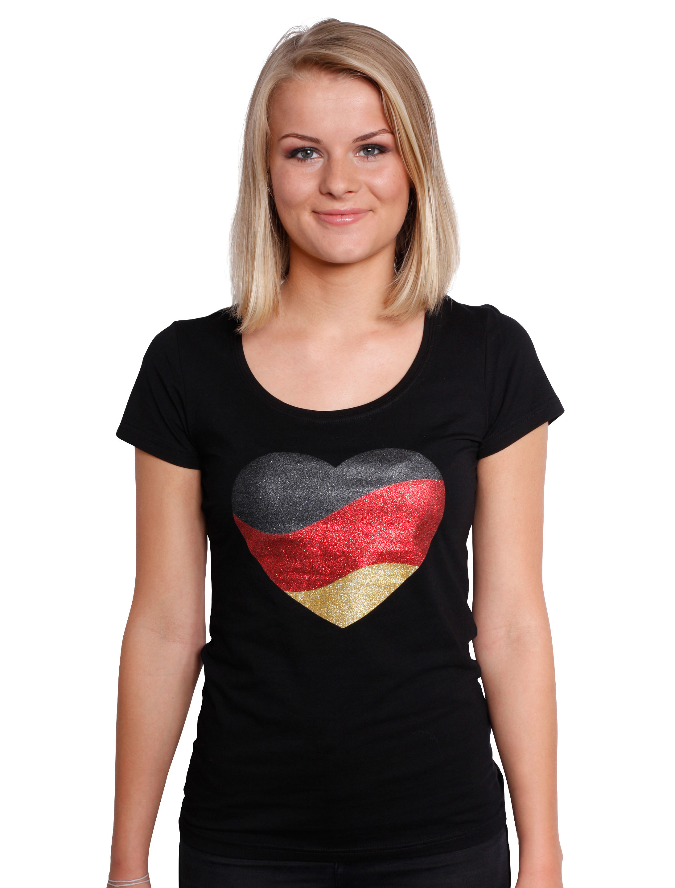T-Shirt Deutschland Herz Damen schwarz S