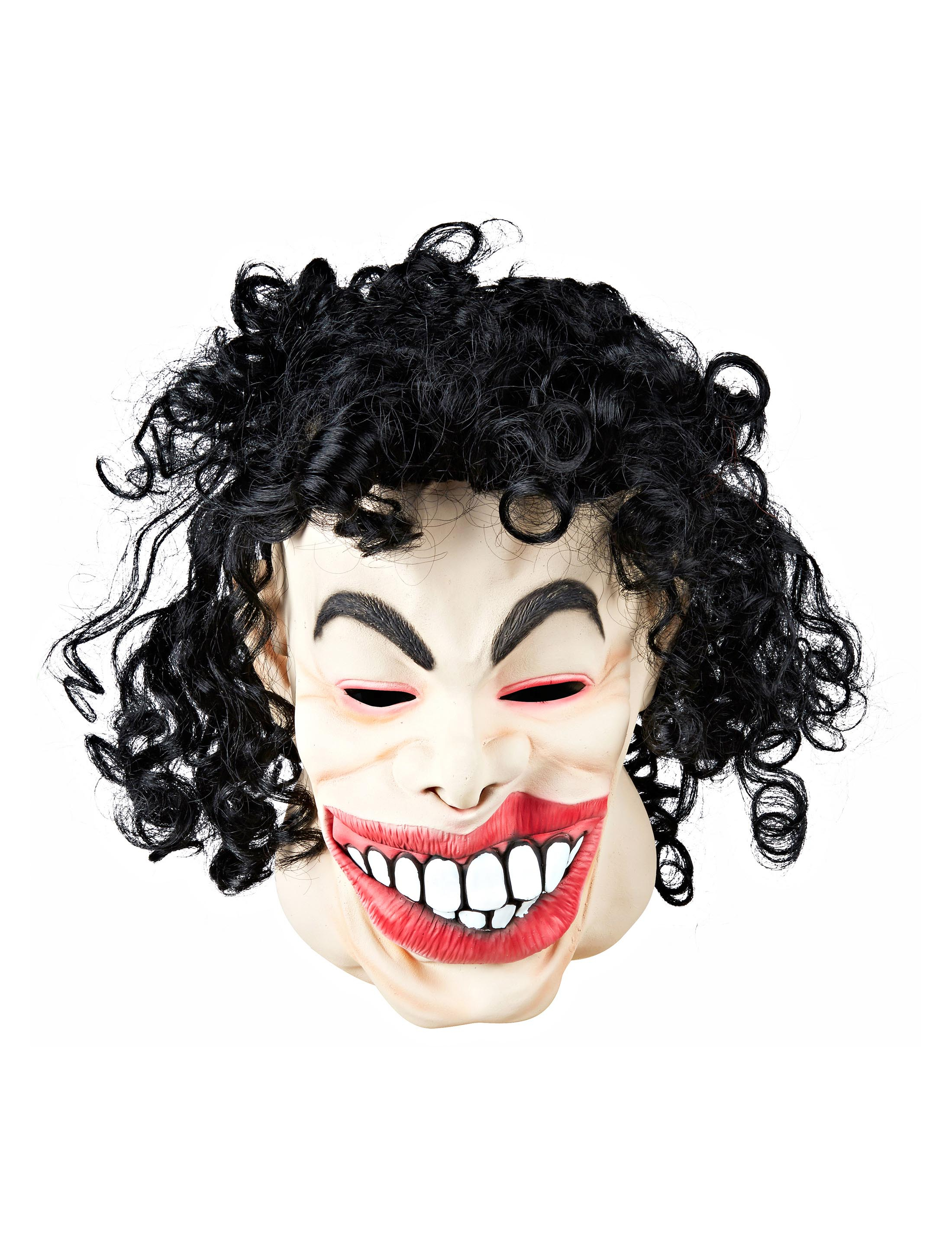 Kostümzubehör Latexmaske Frau mit Locken Farbe: weiß