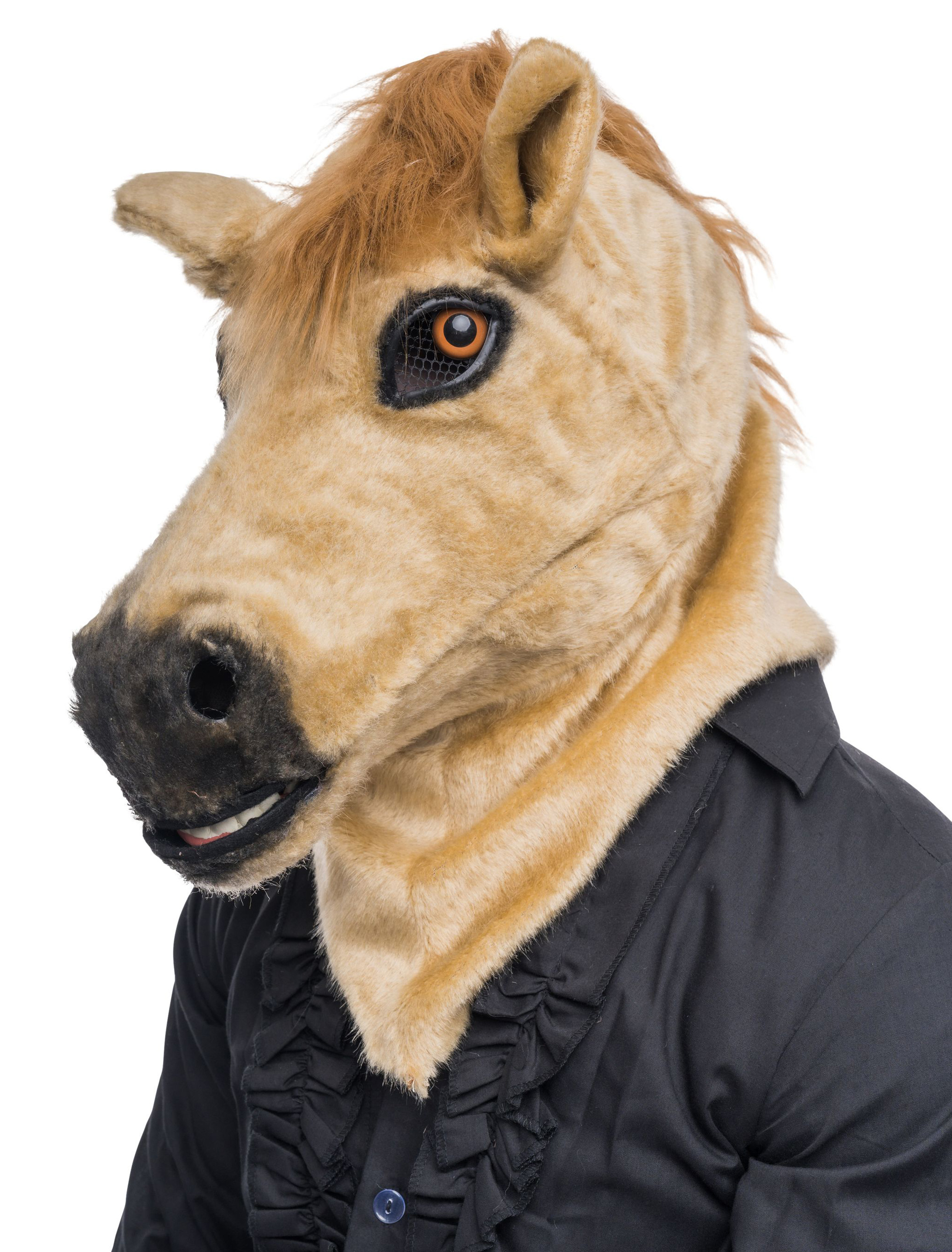 Kostümzubehör Vollmaske Pferd beige