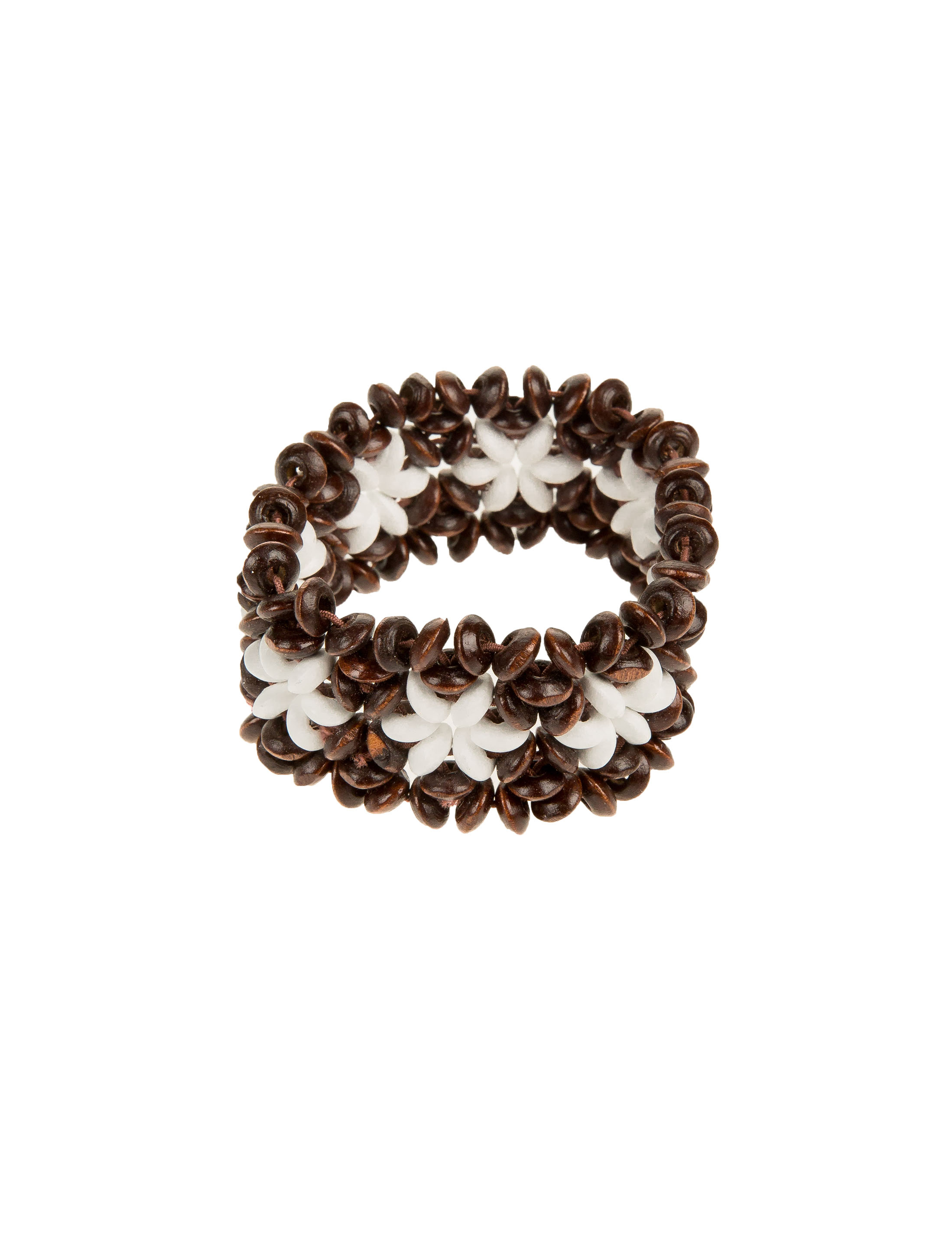 Kostümzubehör Armband mit weißen Blumen braun