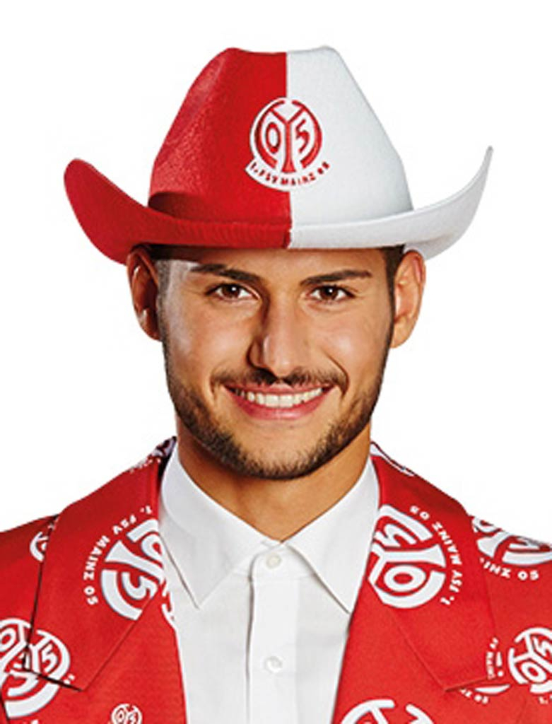 Kostümzubehör Cowboyhut 1. FSV Mainz 05 Erwachsene Farbe: rot